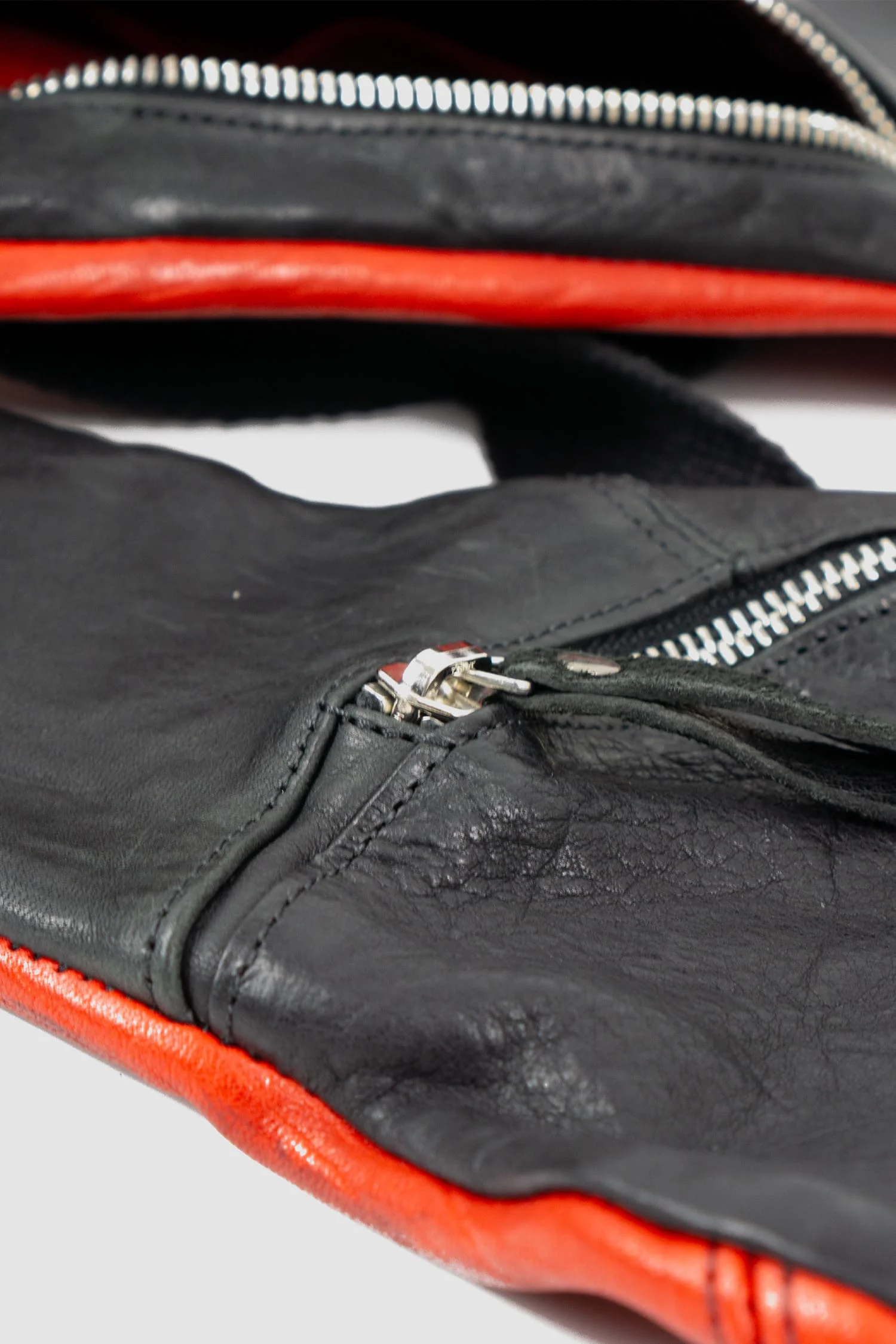Black and Red Horsehide Leather Cargo Vest - Image 8