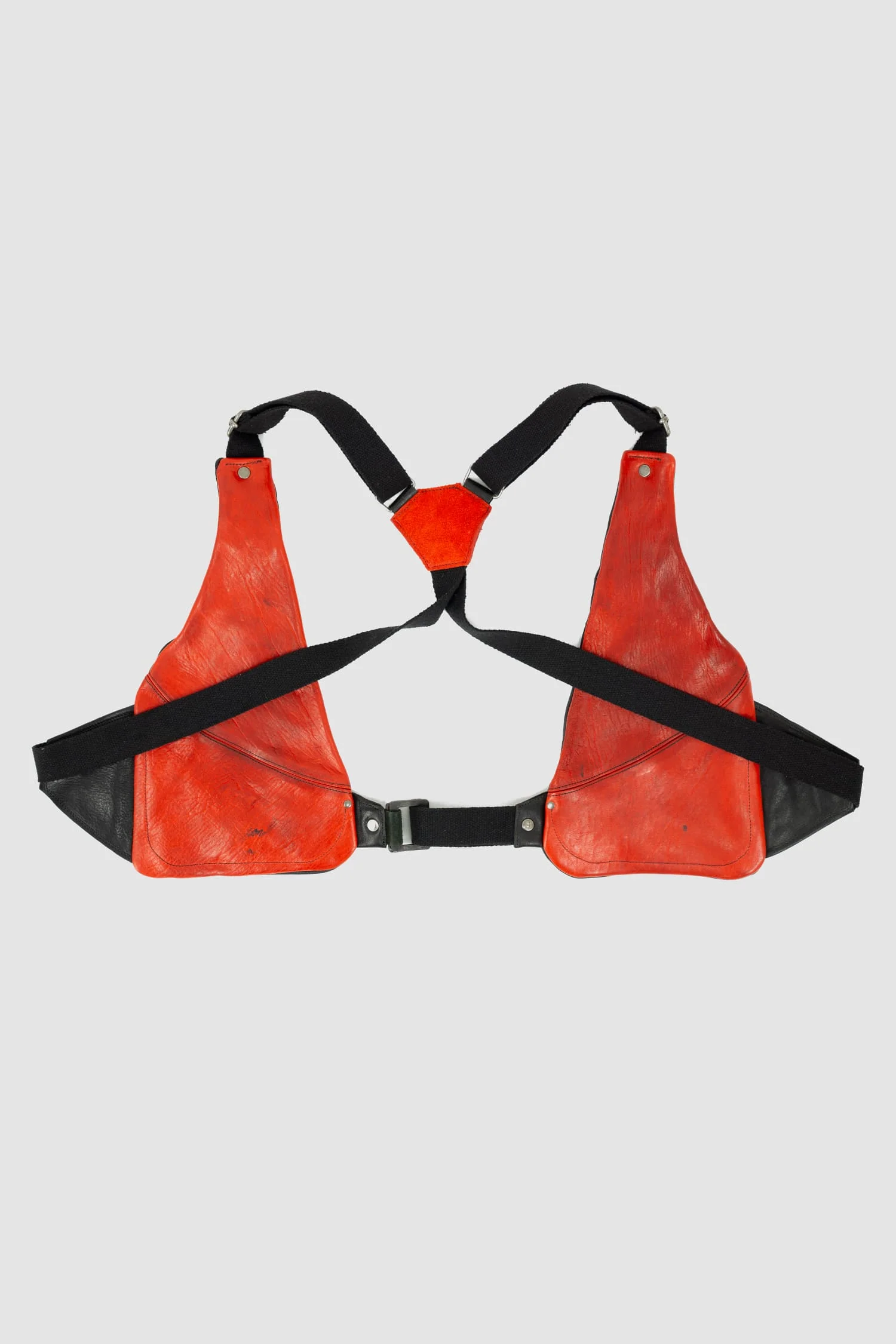 Black and Red Horsehide Leather Cargo Vest - Image 9