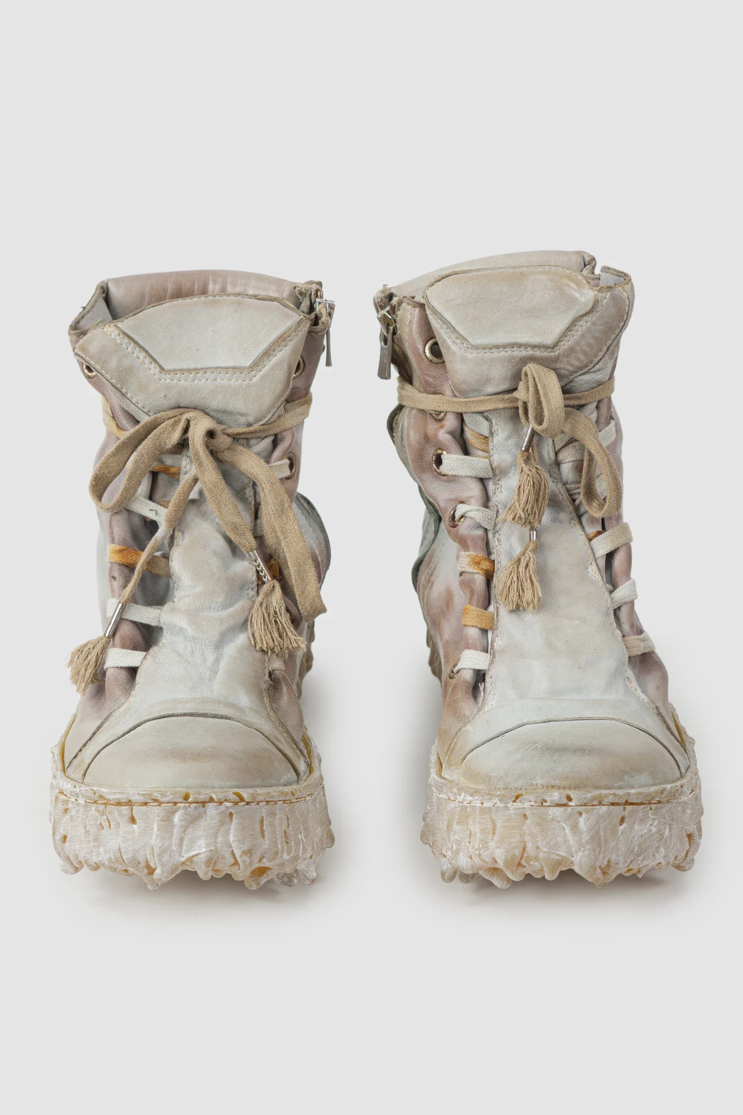 Grey Object Dyed High Top Leather Sneaker - MELM2 - Image 3