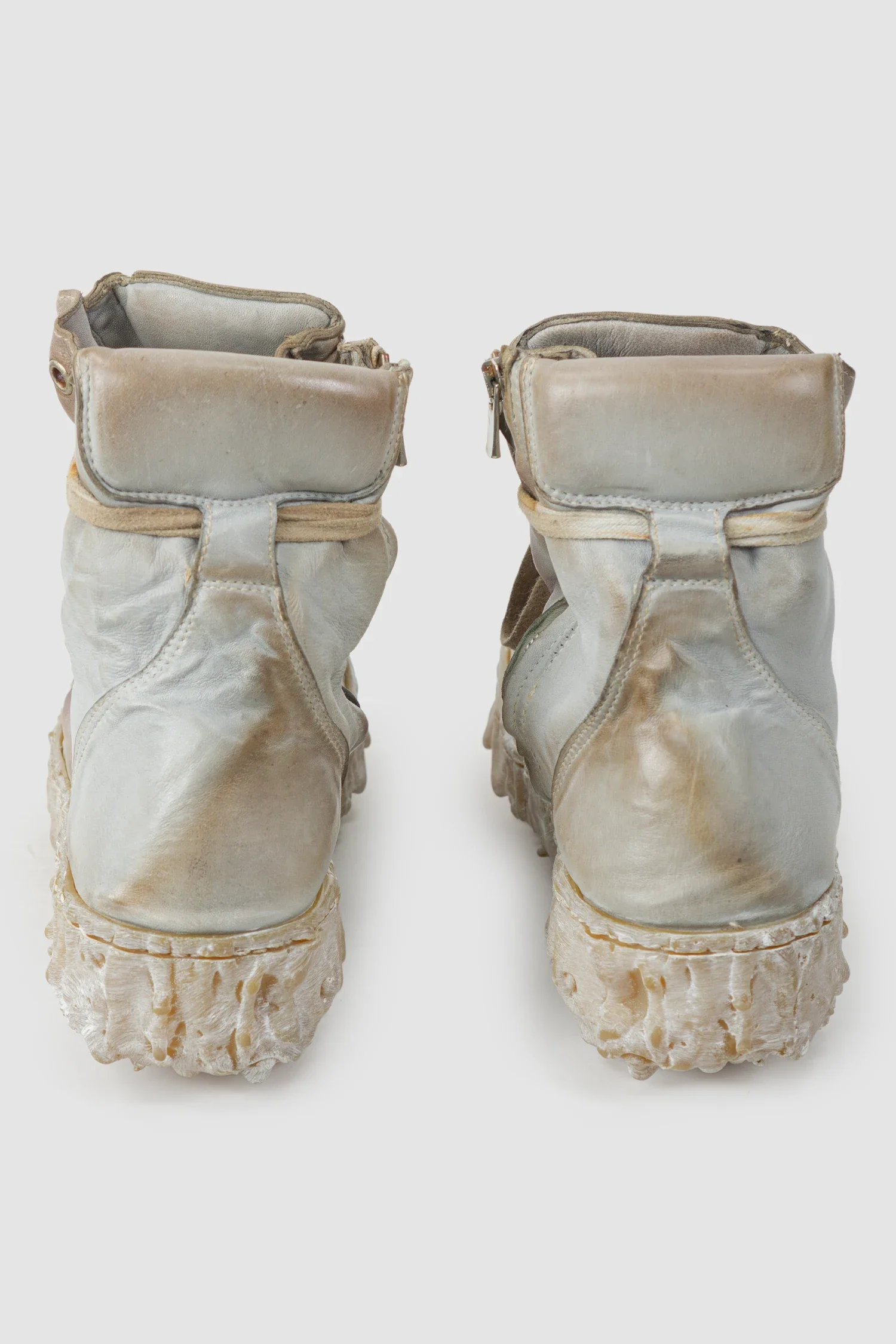 Grey Object Dyed High Top Leather Sneaker - MELM2 - Image 4