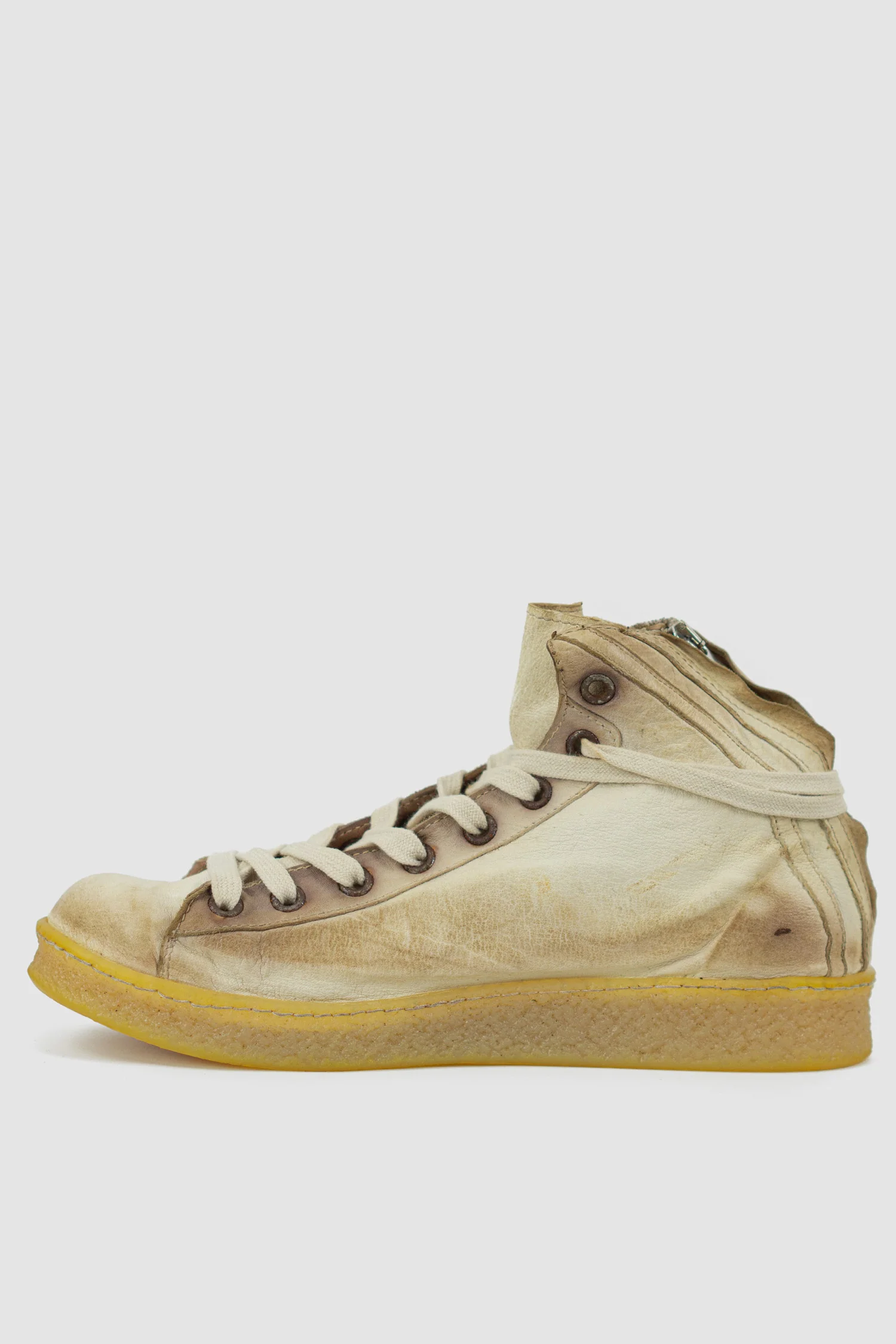 White Grit Mid Top Zipper Sneaker - Image 4