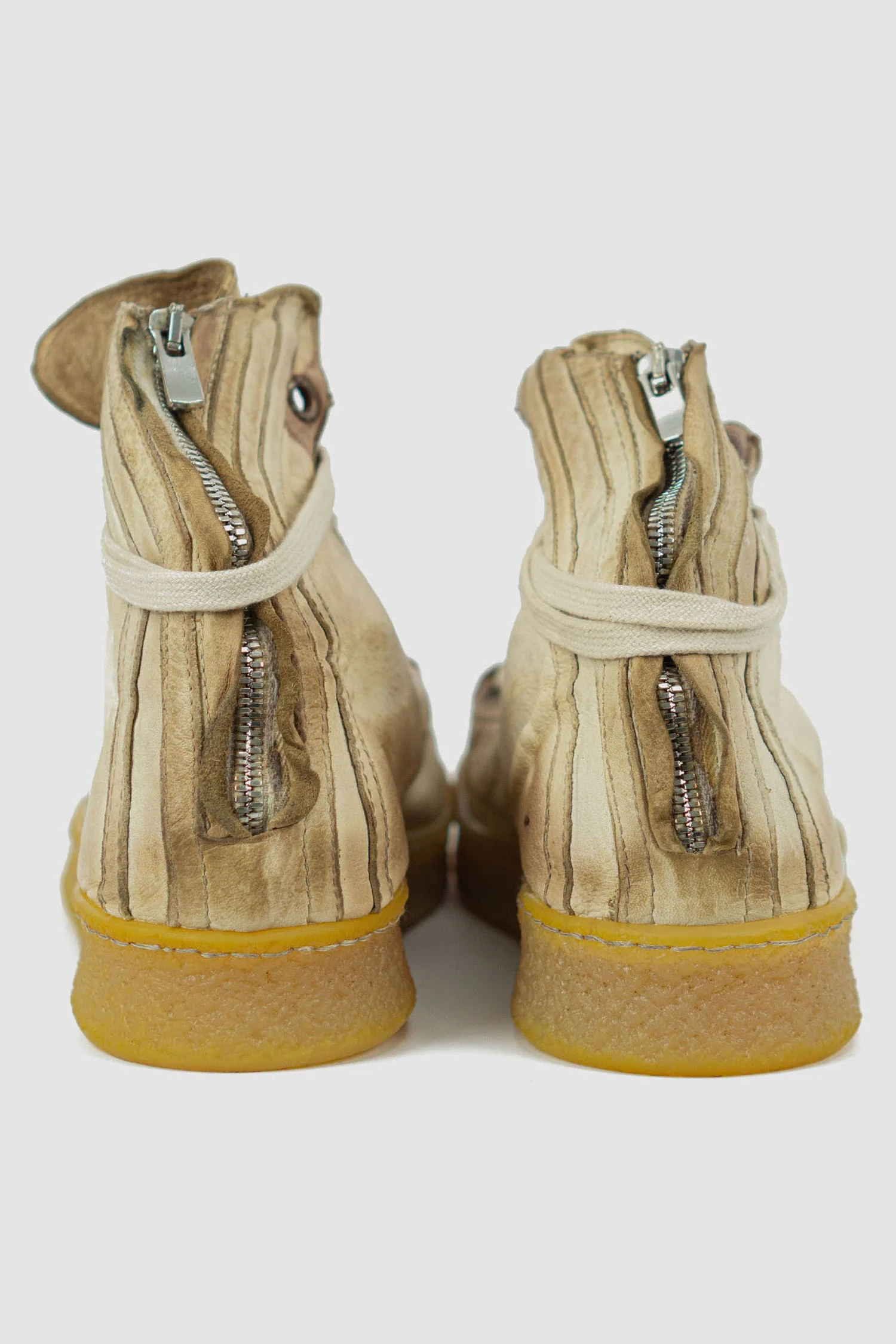 White Grit Mid Top Zipper Sneaker - Image 5