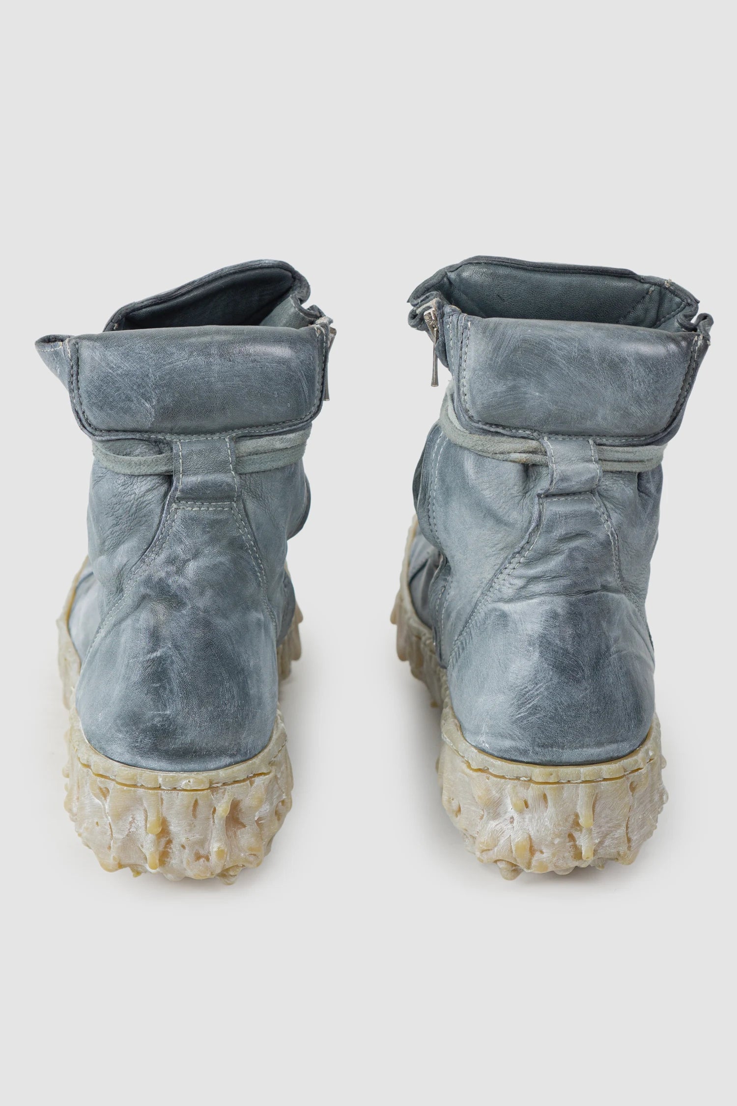 Shale Grey Object Dyed Folded High Top Leather Sneaker - MELM2 - Image 4