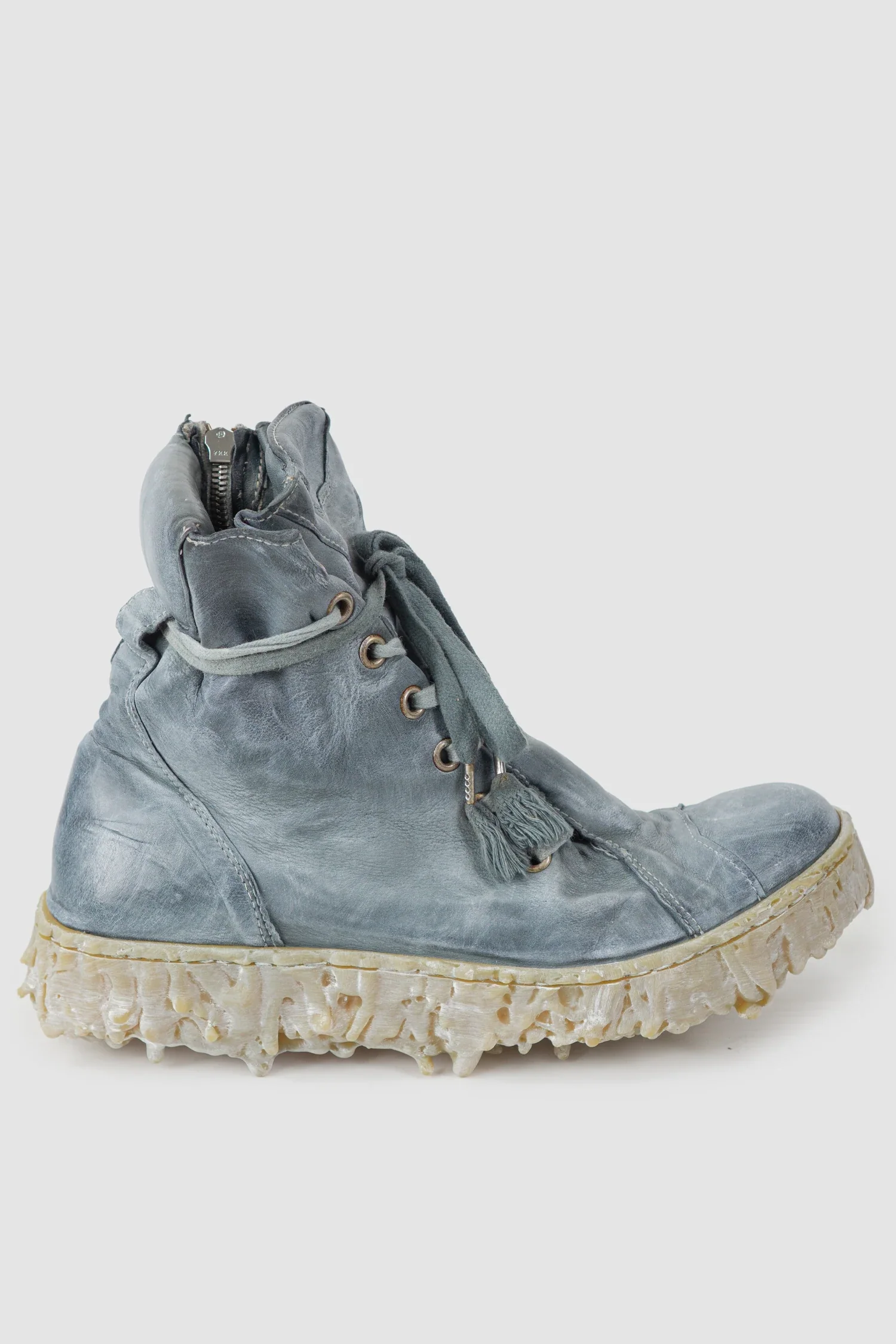 Shale Grey Object Dyed Folded High Top Leather Sneaker - MELM2 - Image 5