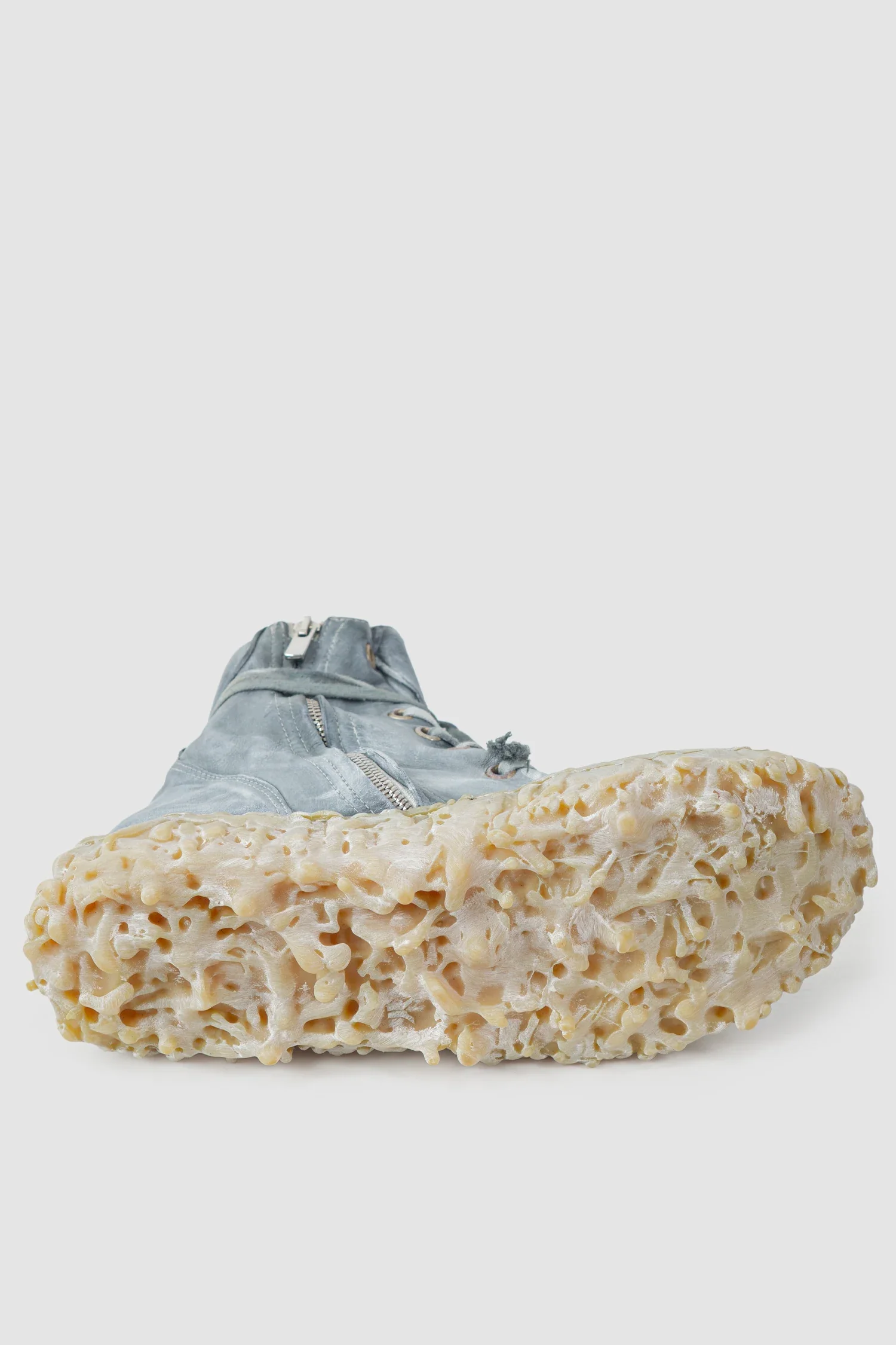 Shale Grey Object Dyed Folded High Top Leather Sneaker - MELM2 - Image 9