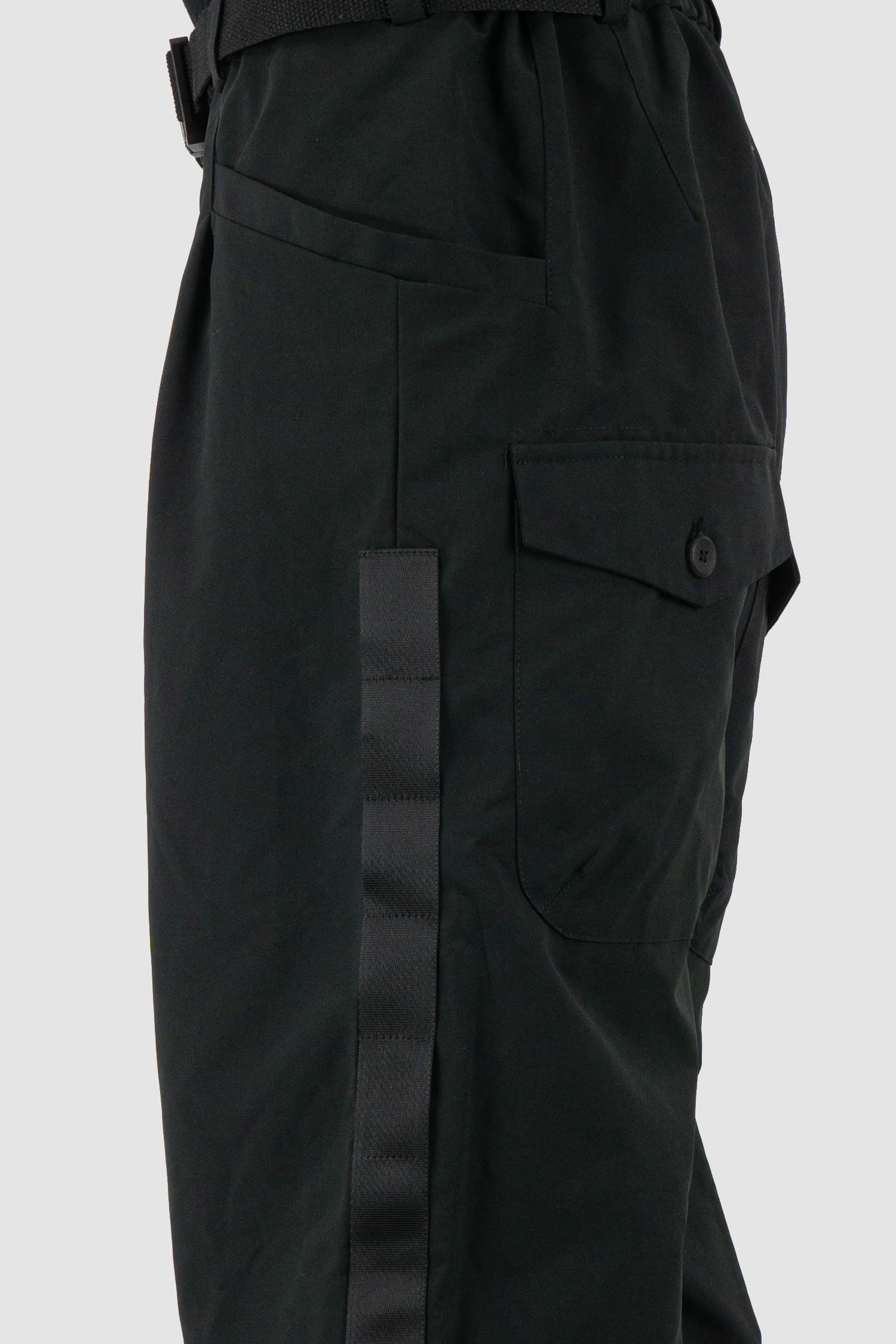 Black Belted Utility Pants With Side Straps - Image 3