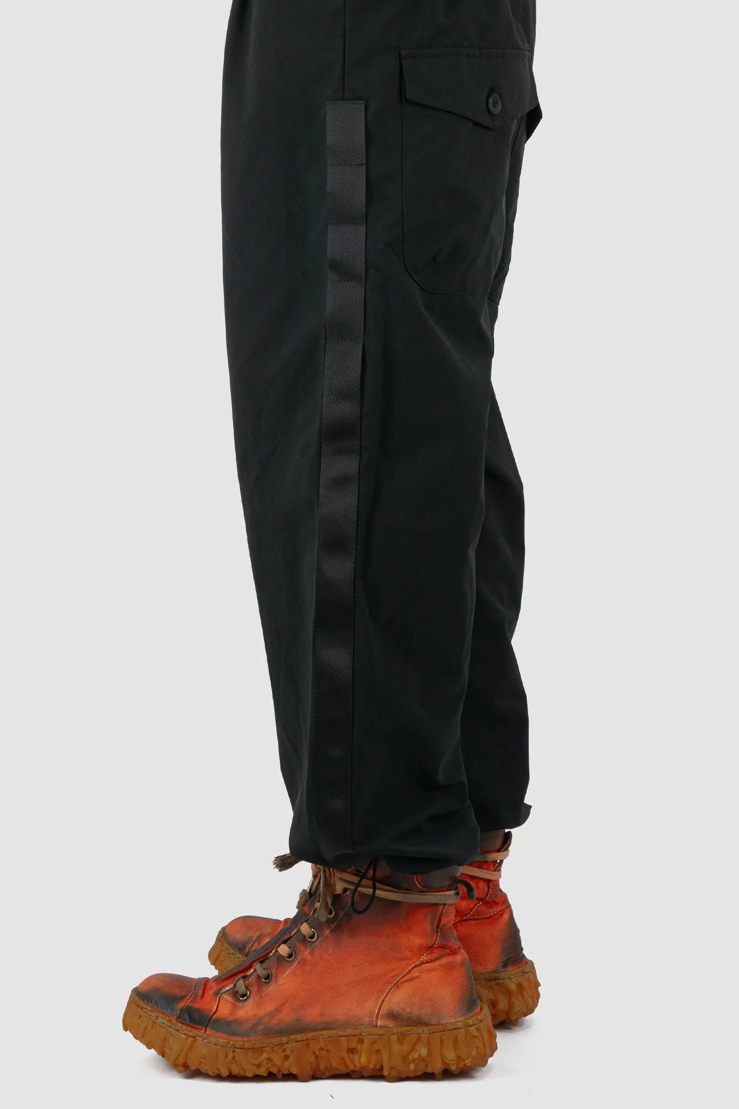 Black Belted Utility Pants With Side Straps - Image 4