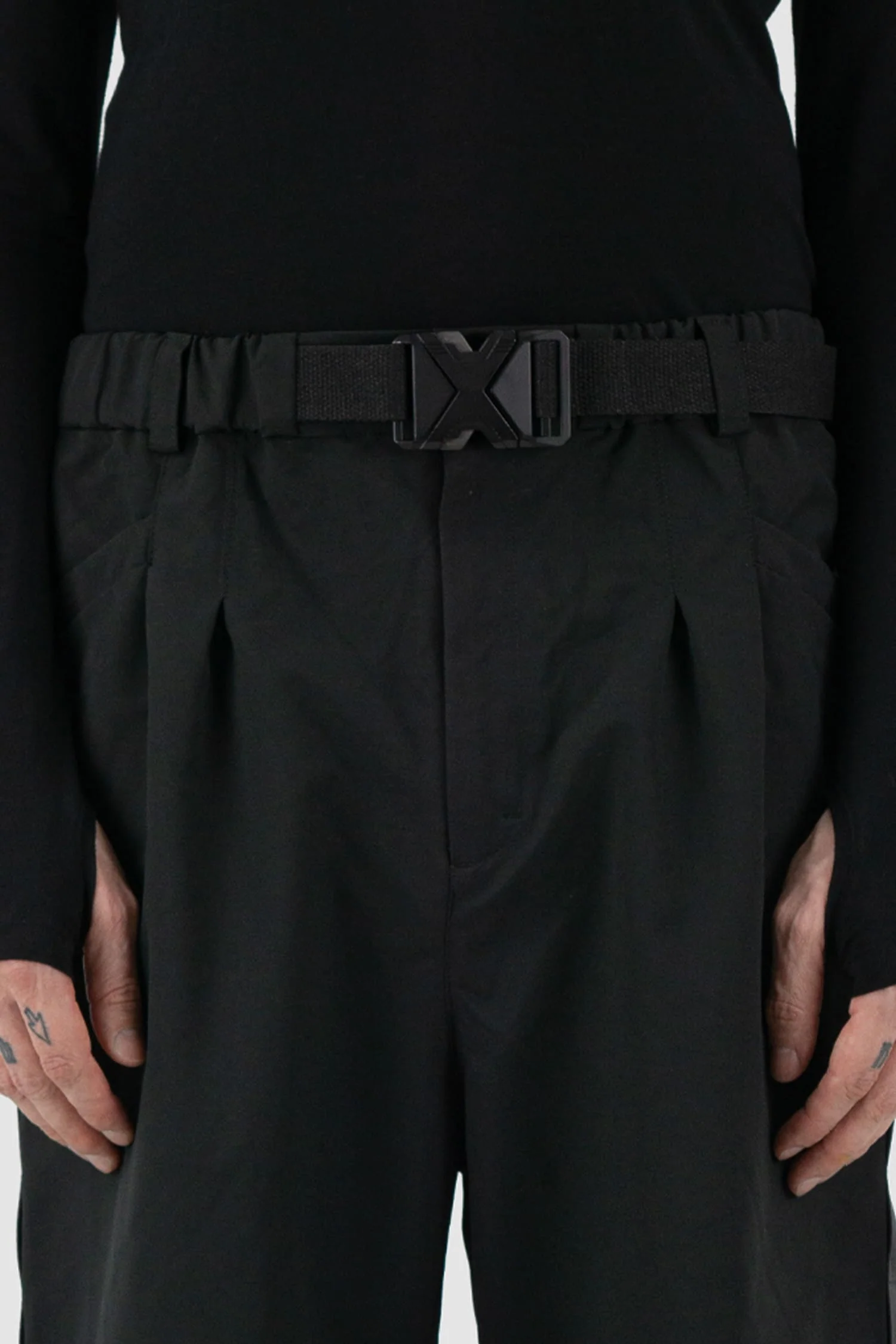 Black Belted Utility Pants With Side Straps - Image 5
