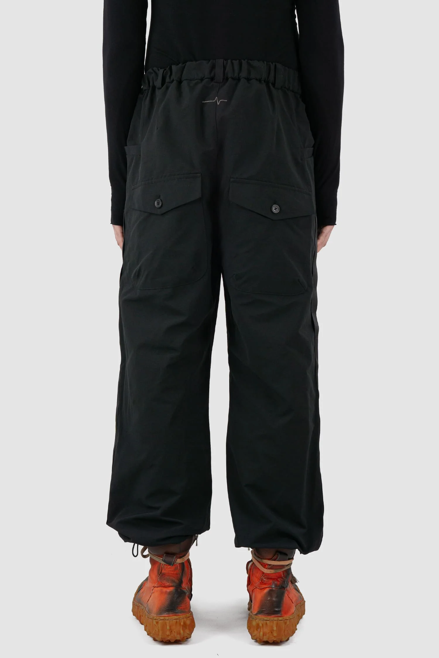 Black Belted Utility Pants With Side Straps - Image 6