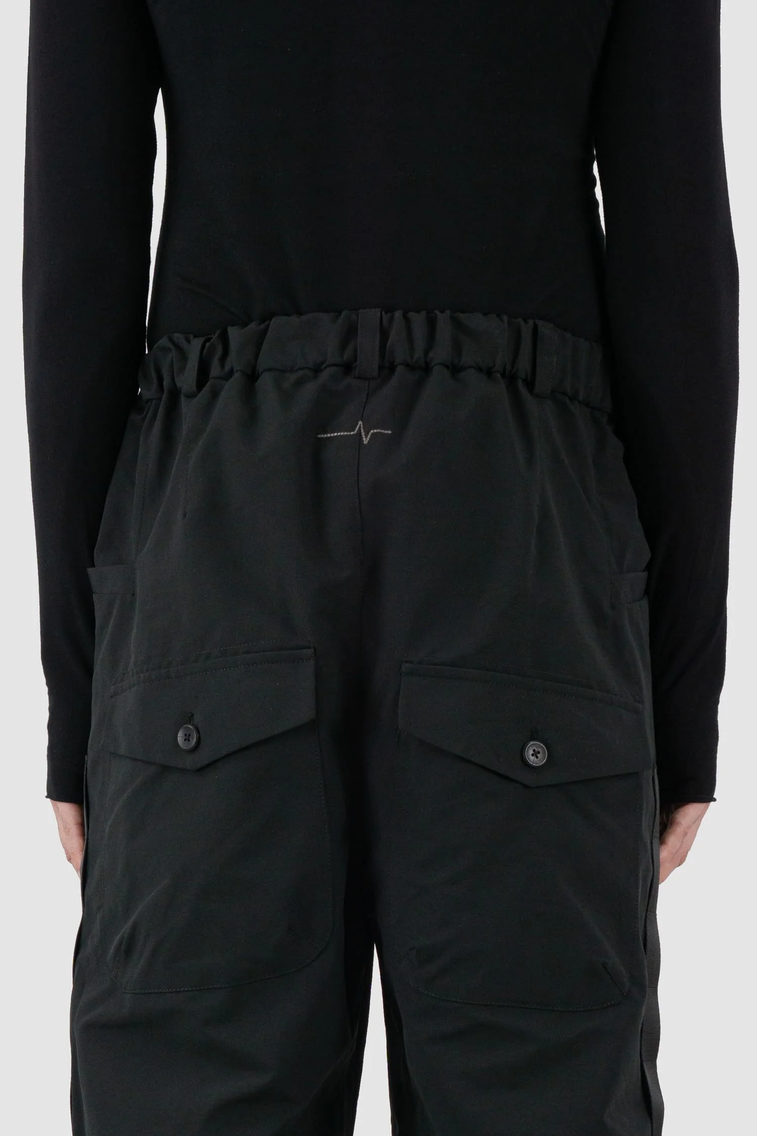 Black Belted Utility Pants With Side Straps - Image 7
