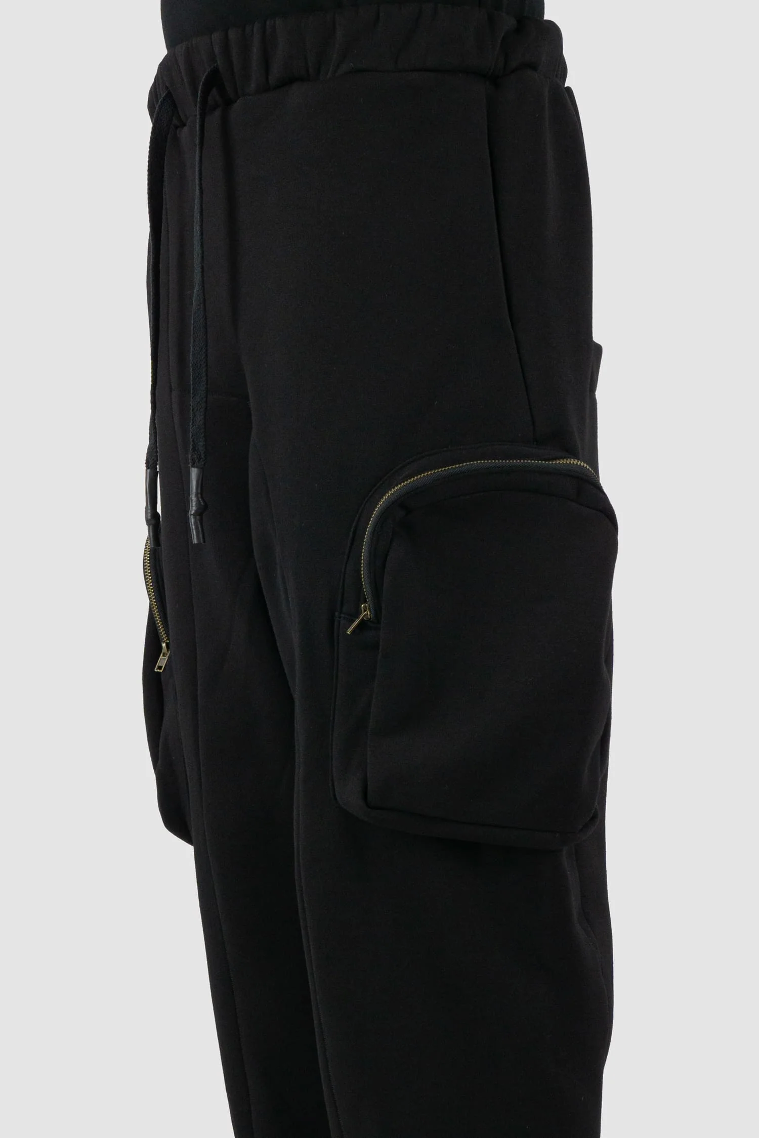 Black Tactical Cargo Joggers with Side Zip Pockets - Image 3