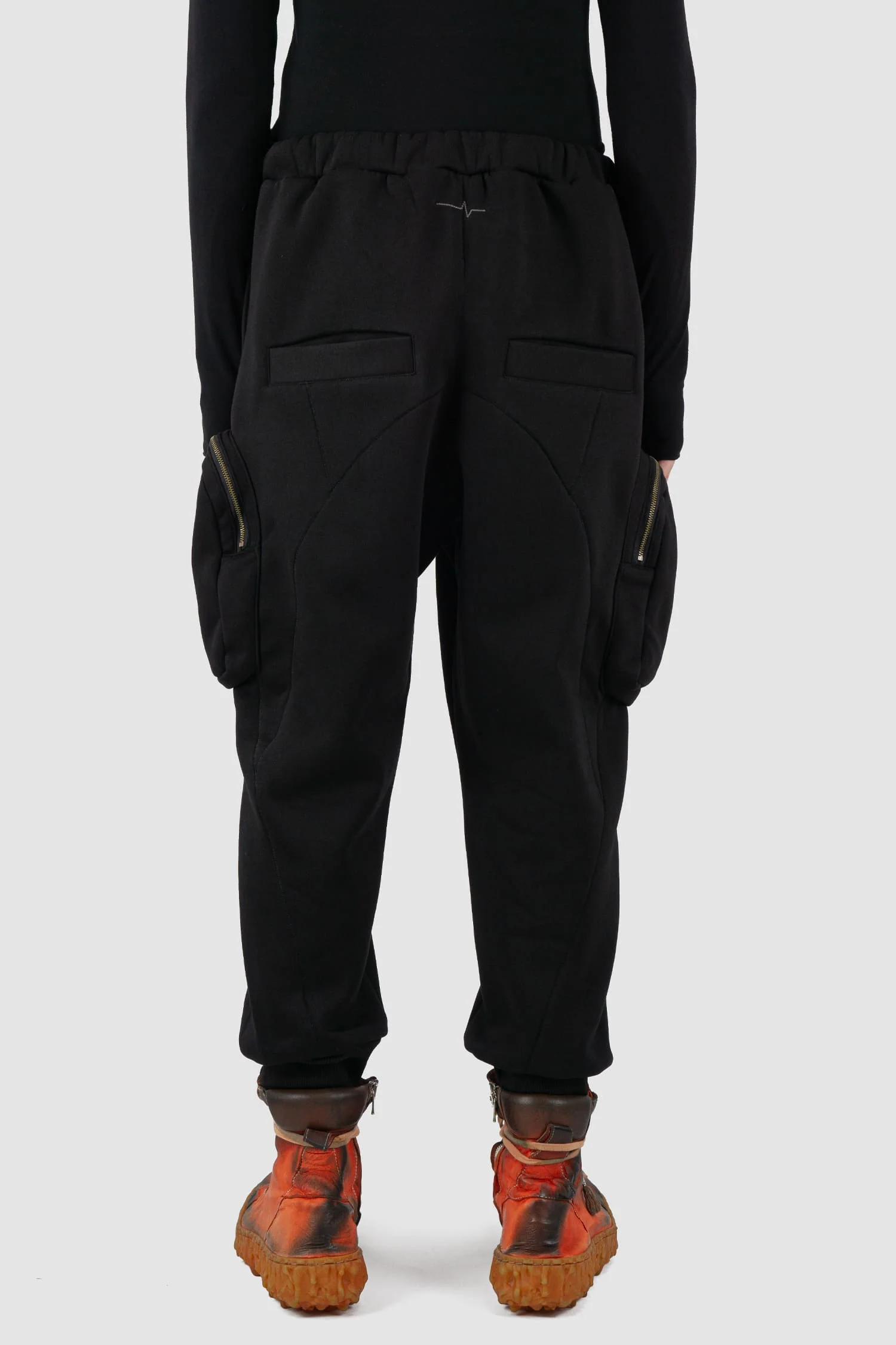 Black Tactical Cargo Joggers with Side Zip Pockets - Image 4