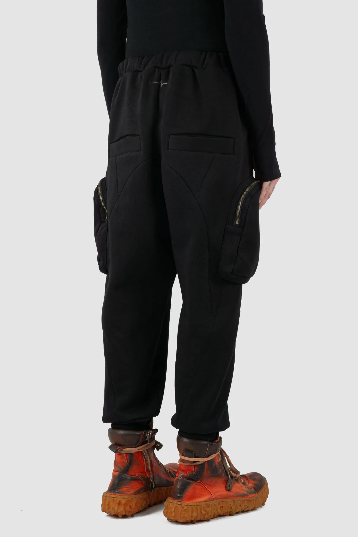 Black Tactical Cargo Joggers with Side Zip Pockets - Image 5
