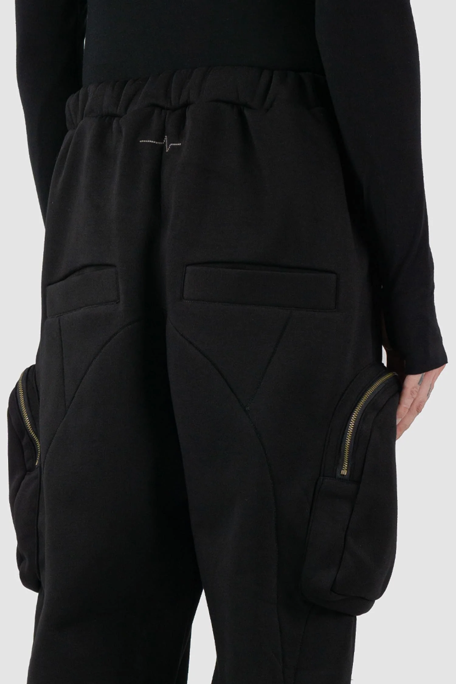 Black Tactical Cargo Joggers with Side Zip Pockets - Image 6