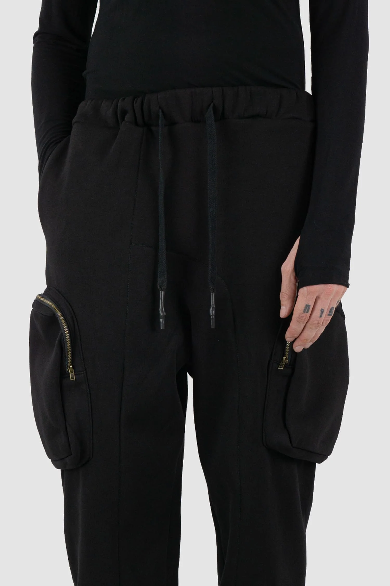 Black Tactical Cargo Joggers with Side Zip Pockets - Image 7