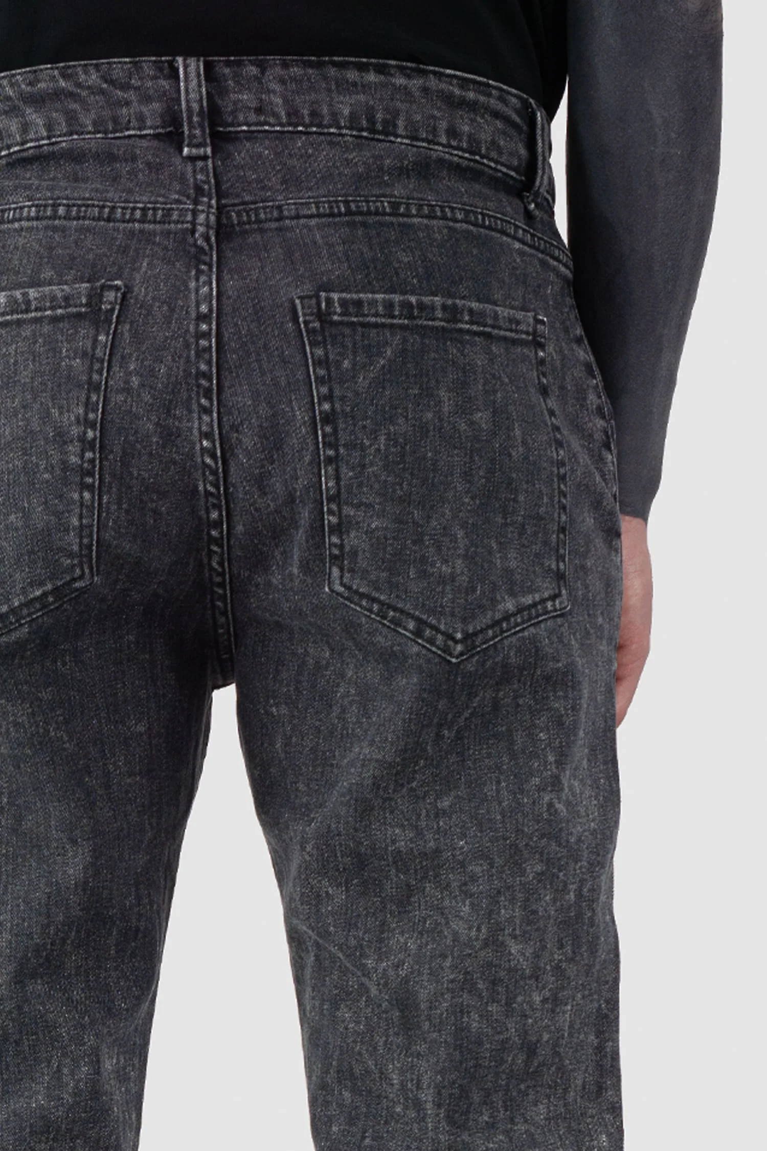 Grey Acid Washed Slim Fit Stacked Jeans - Image 4
