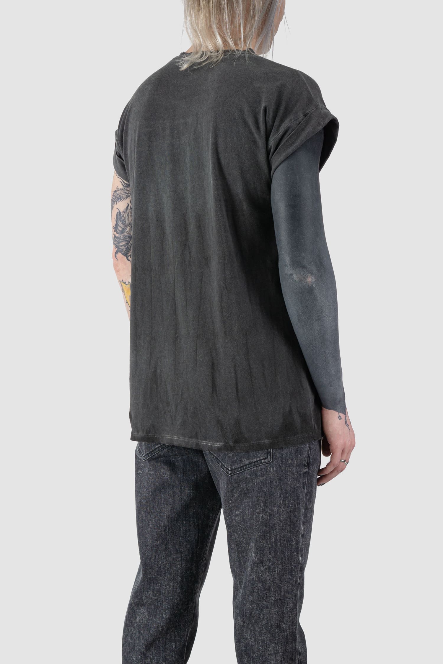 Grey Degrade Object Dyed Cotton Stretch T-Shirt - Image 5