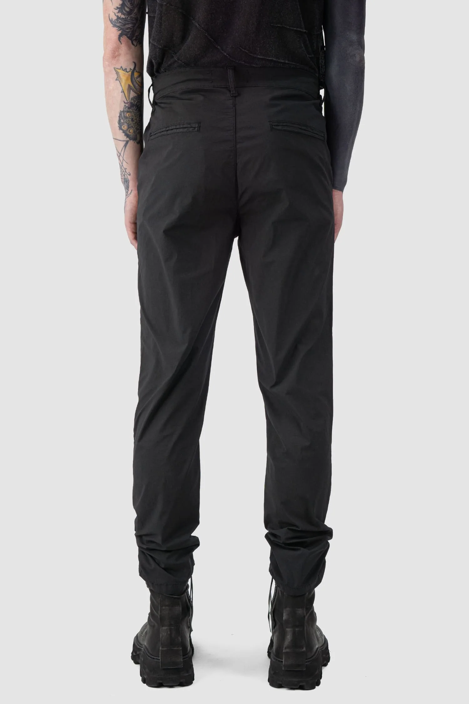 Black Regular Slim Fit Cotton Poplin Trousers - Image 4