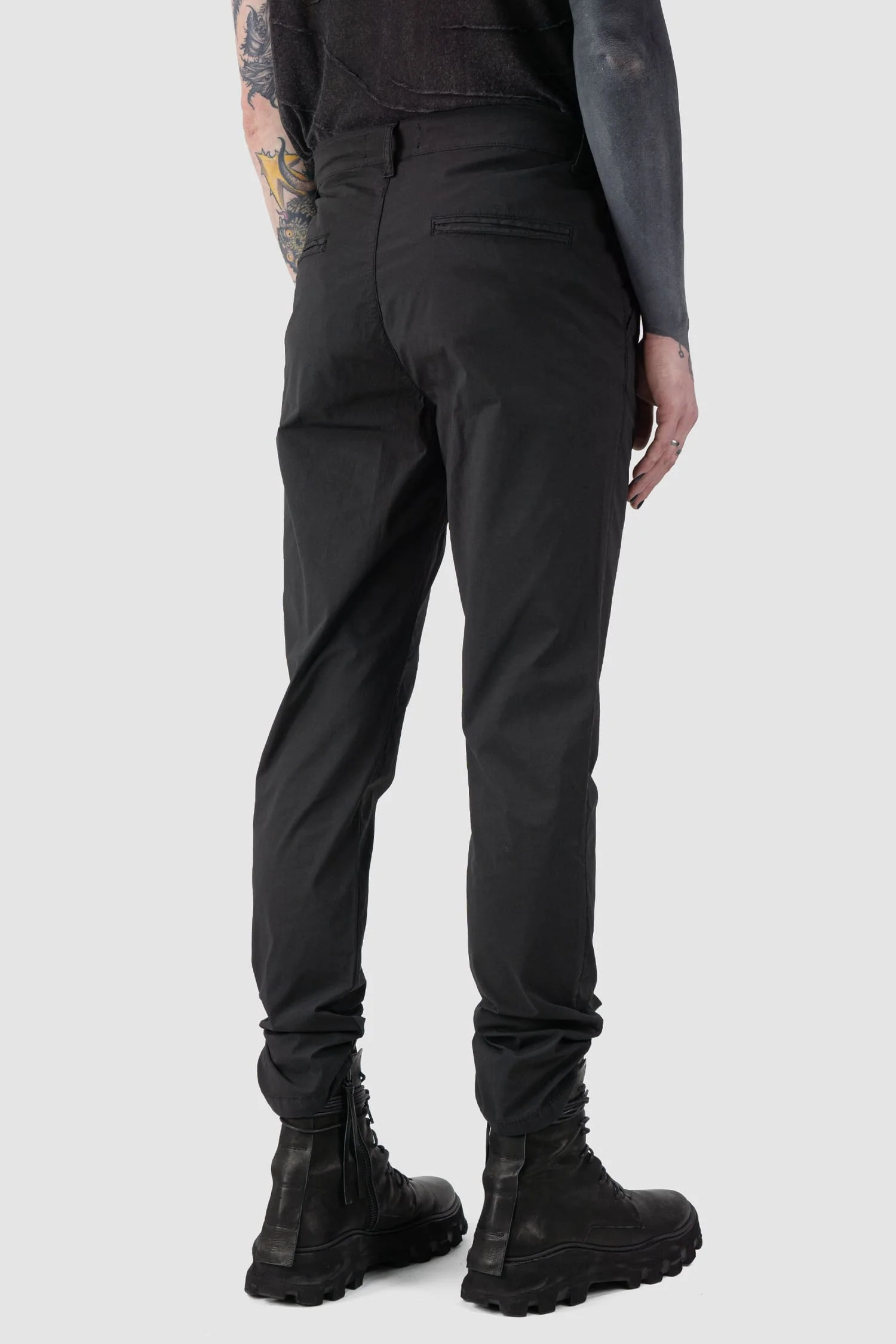 Black Regular Slim Fit Cotton Poplin Trousers - Image 5