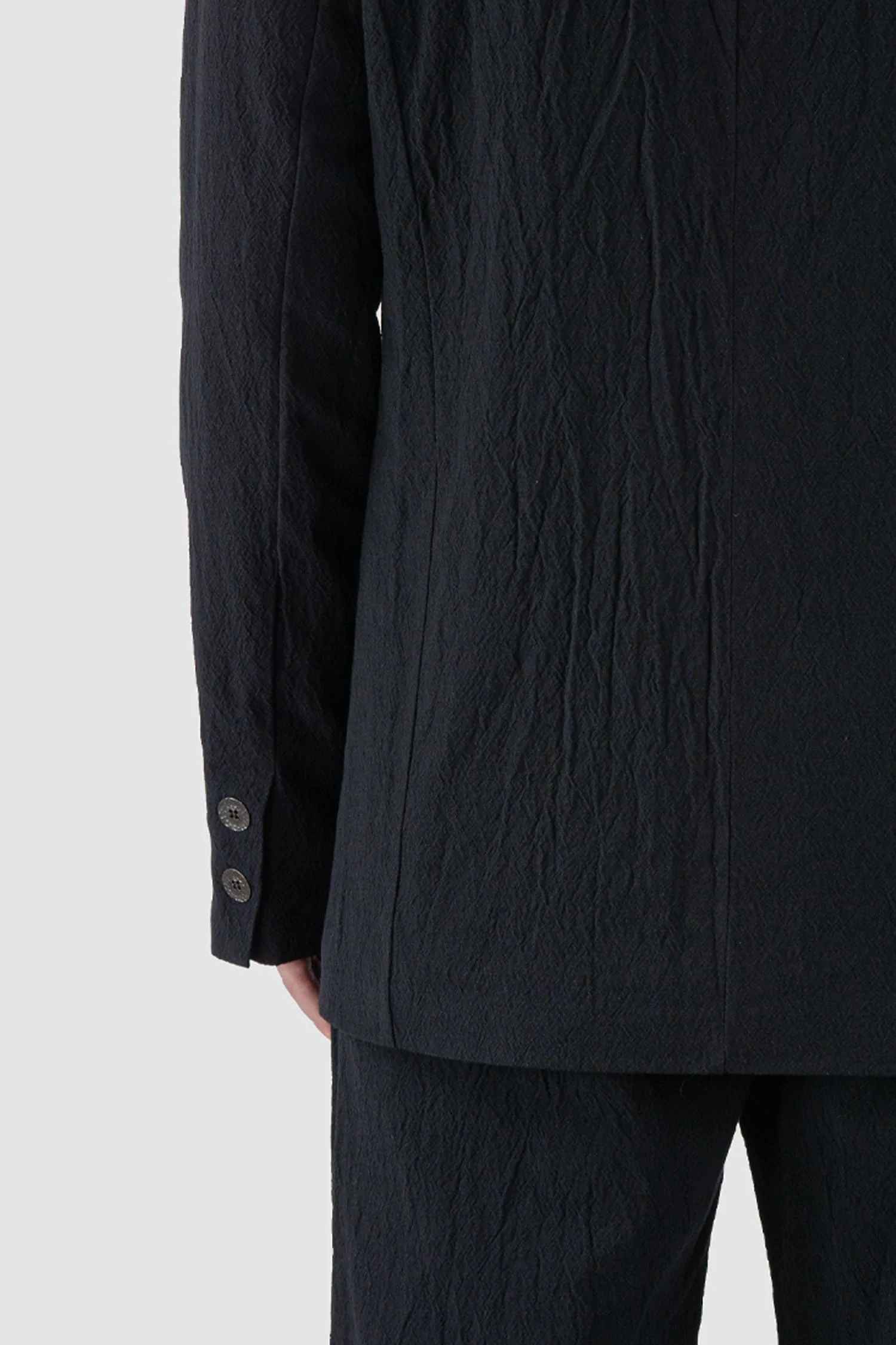 Black Stretch Cotton Jacquard Blazer Jacket - Image 5