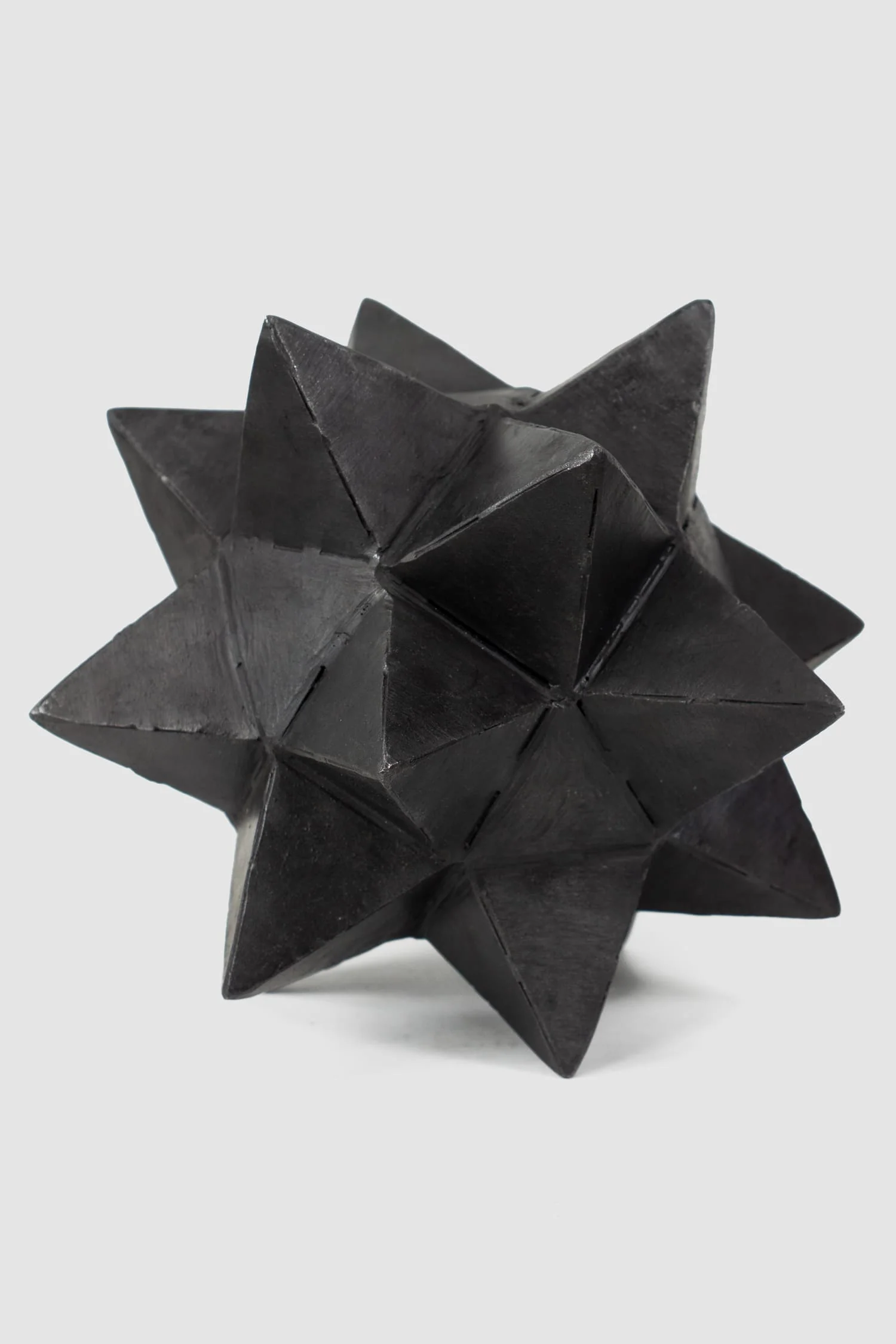 Black Burned Metal Star Icosahedron Sculpture - 22cm - Image 3
