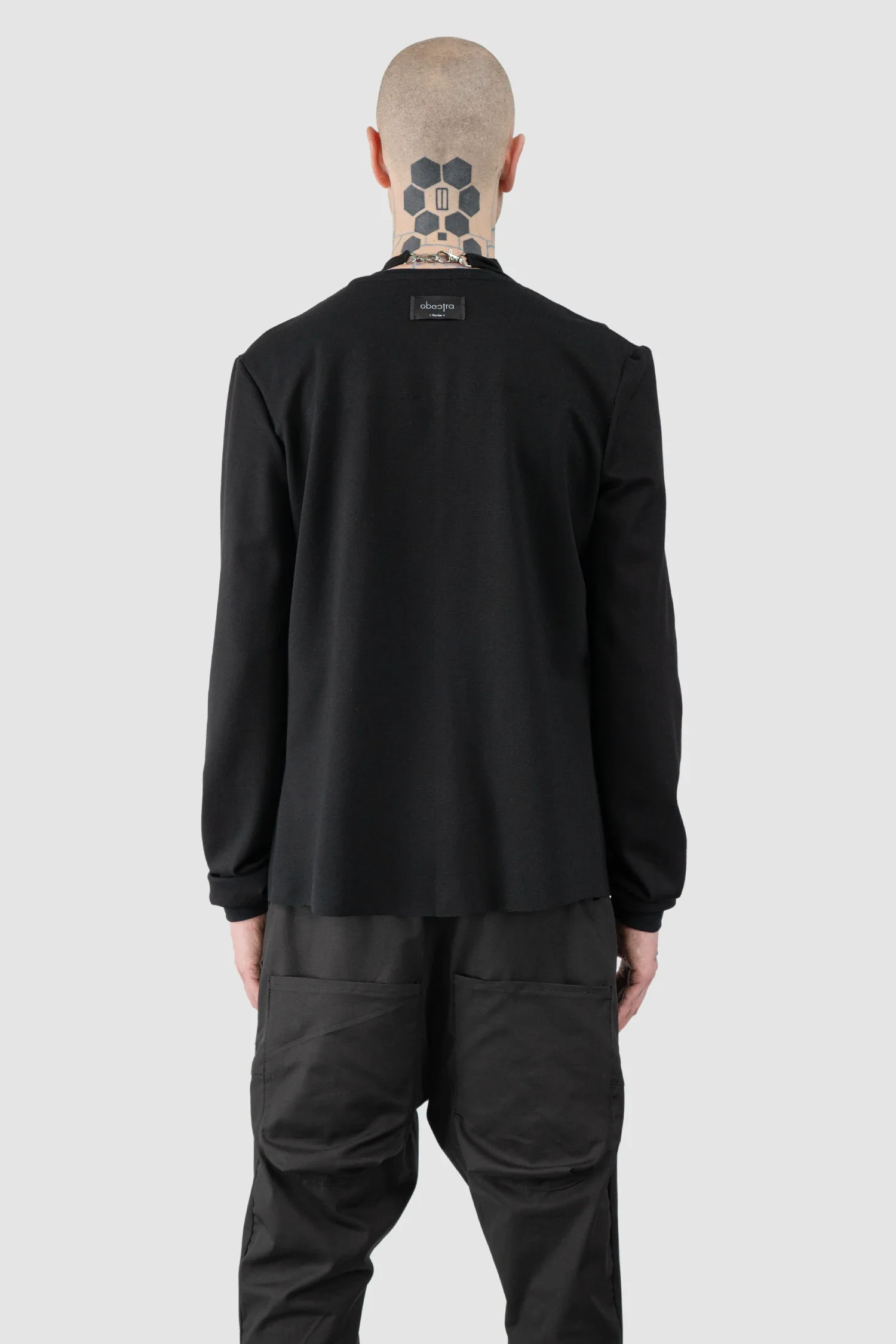 Black Adjustable Clip Viscose Cardigan Sweater - Image 5