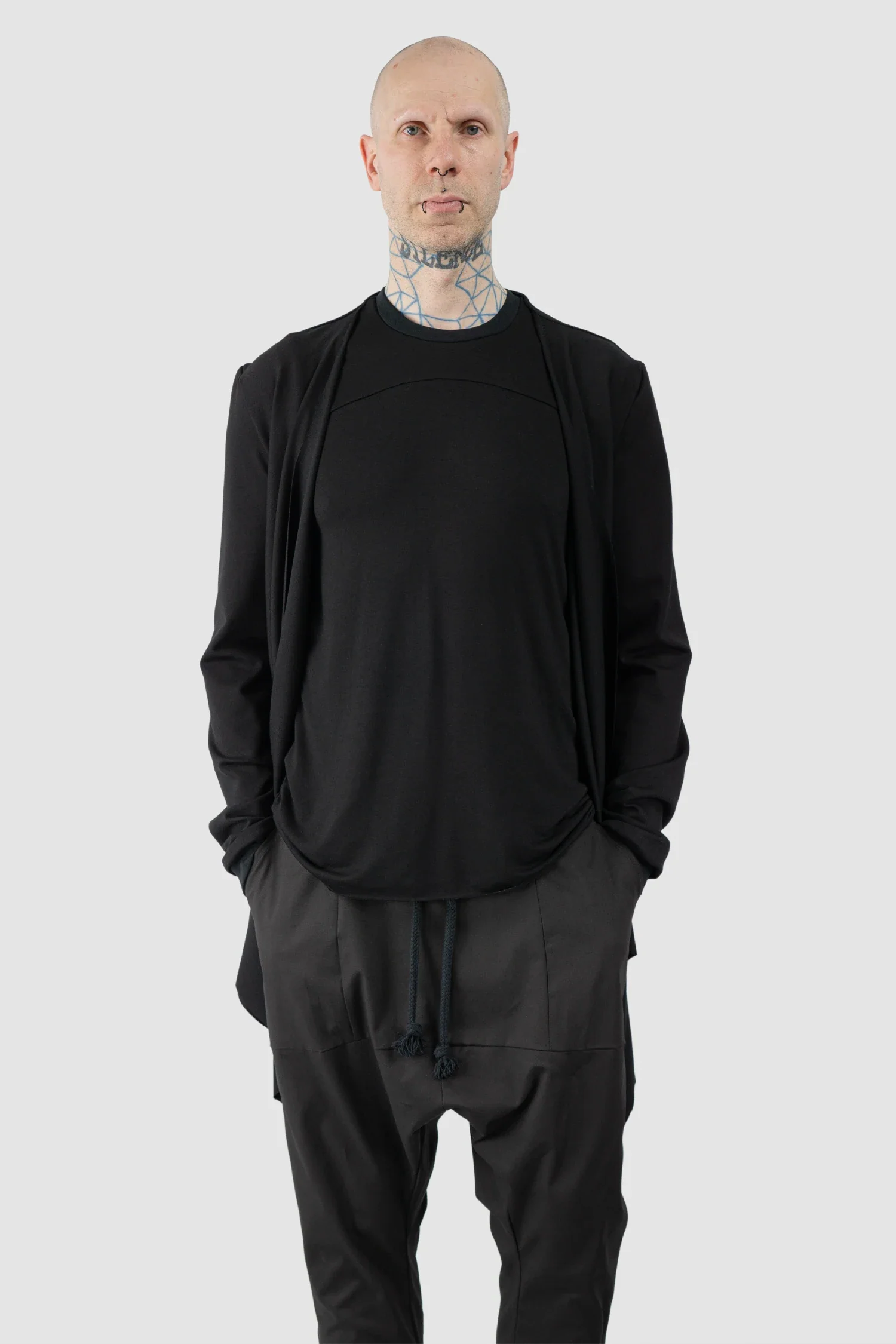 Black Adjustable Clip Viscose Cardigan Sweater - Image 8