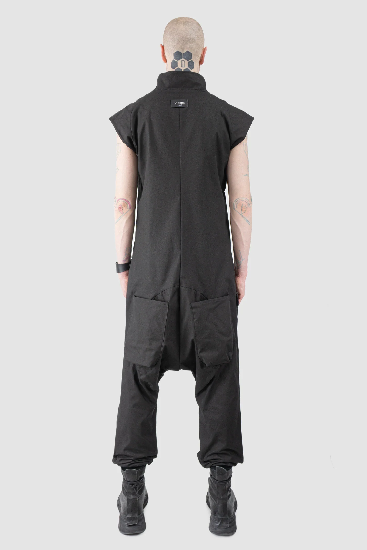 Black Cotton Blend Sleeveless Jumpsuit with Zipper - Image 4