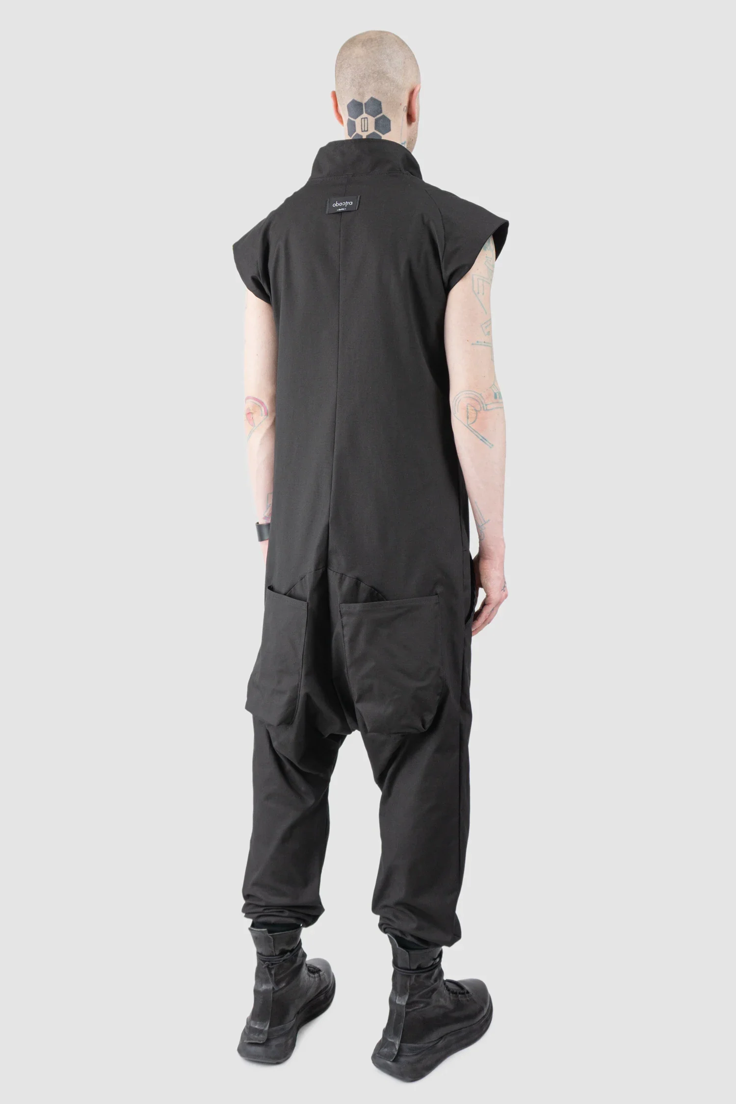 Black Cotton Blend Sleeveless Jumpsuit with Zipper - Image 5