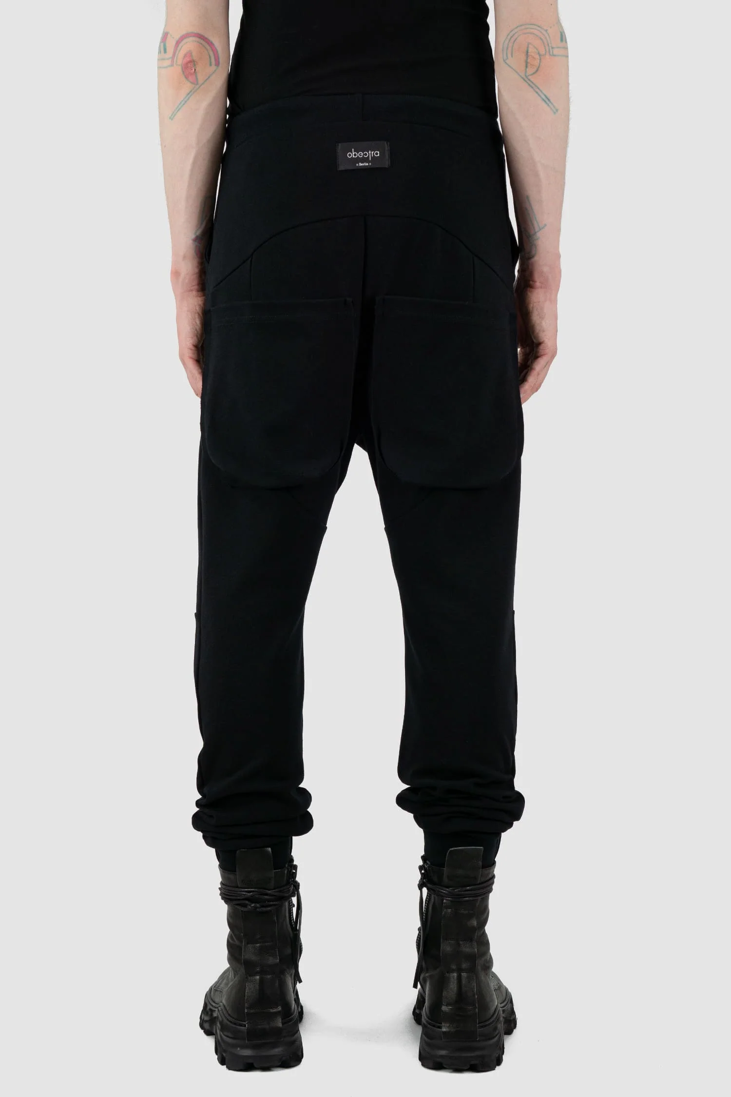 Black Low Crotch Cotton Sweatpants - Image 4