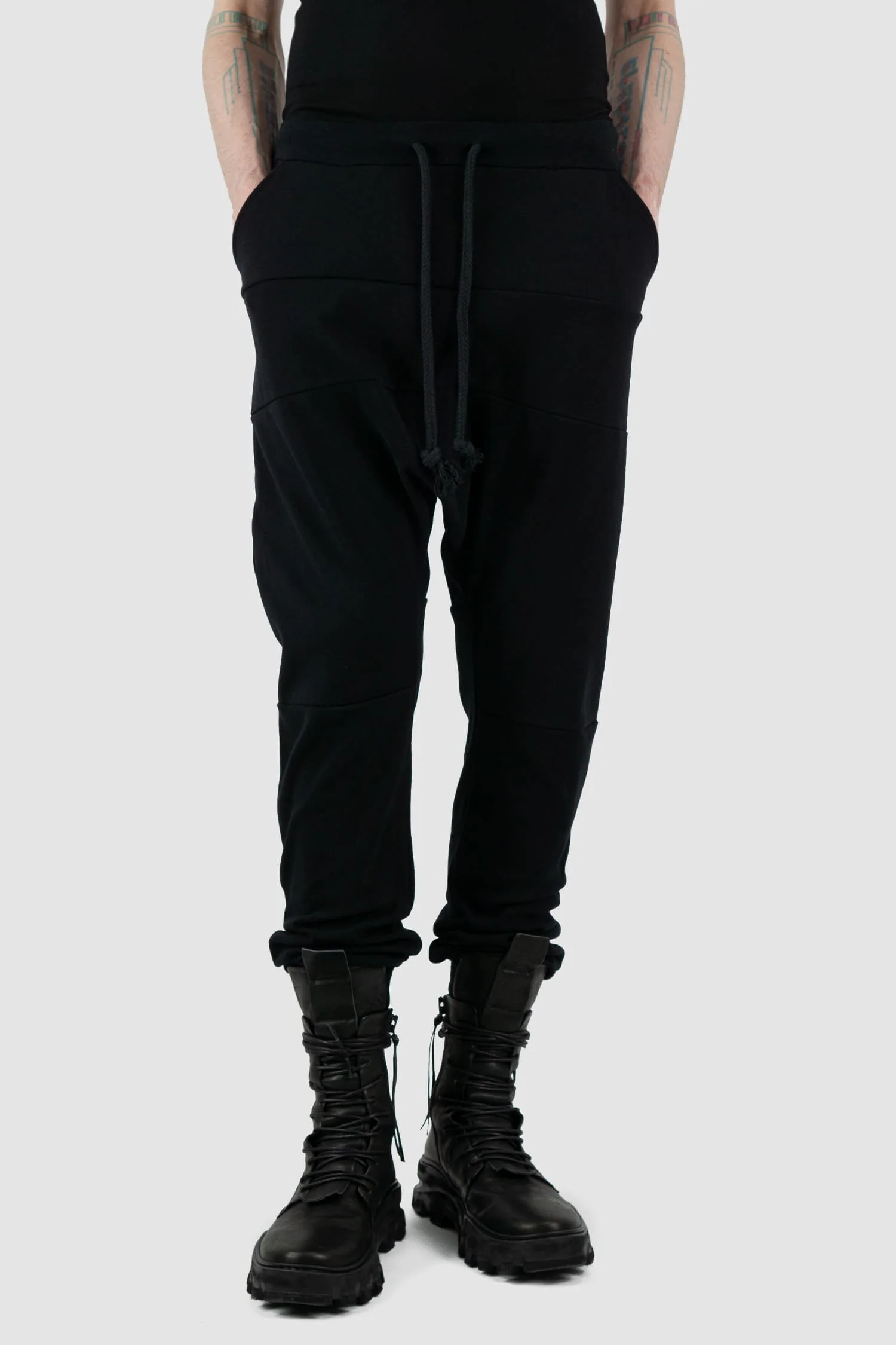 Black Low Crotch Cotton Sweatpants - Image 7