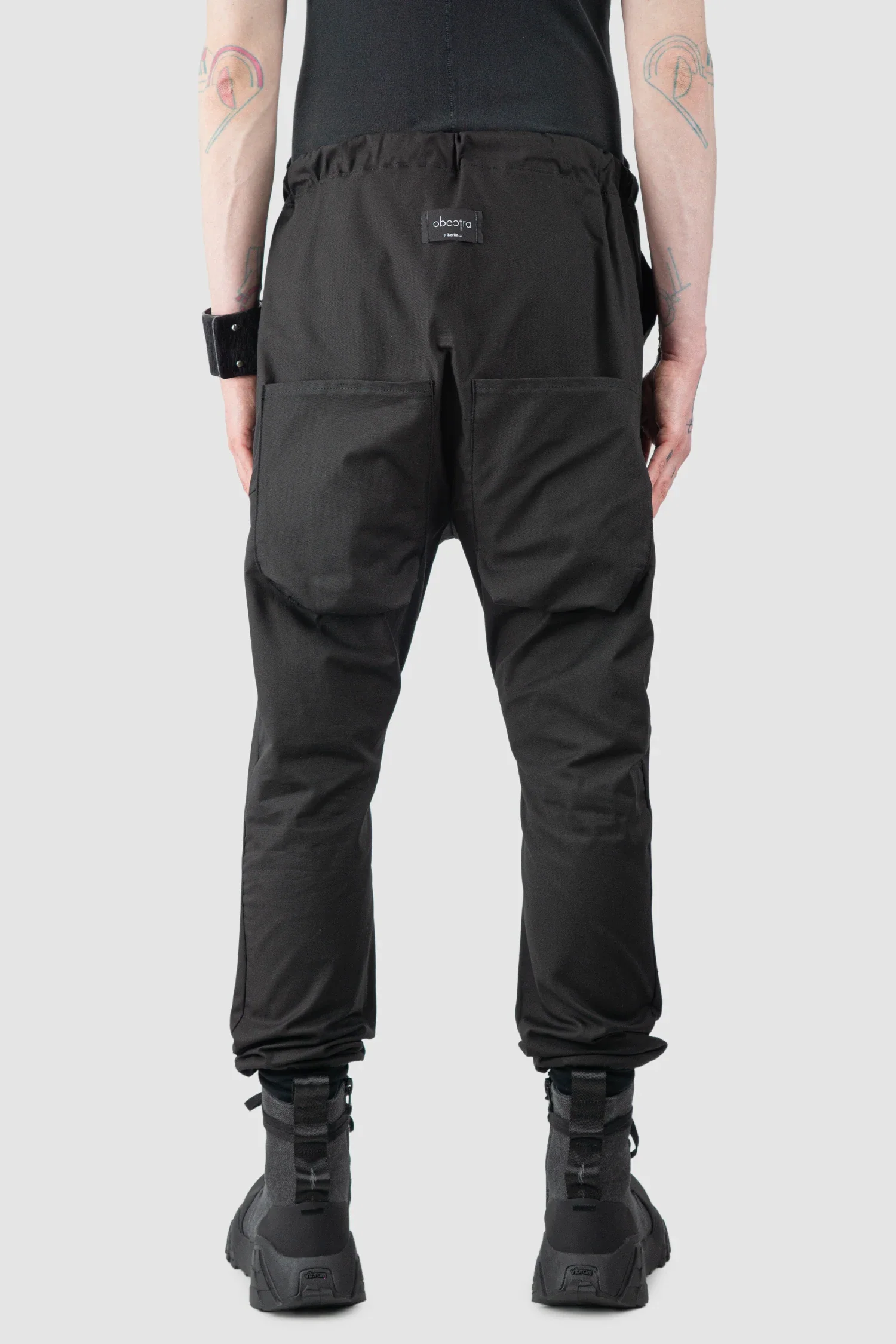 Black Low Crotch Cotton Twill Jogging Trousers - Image 6
