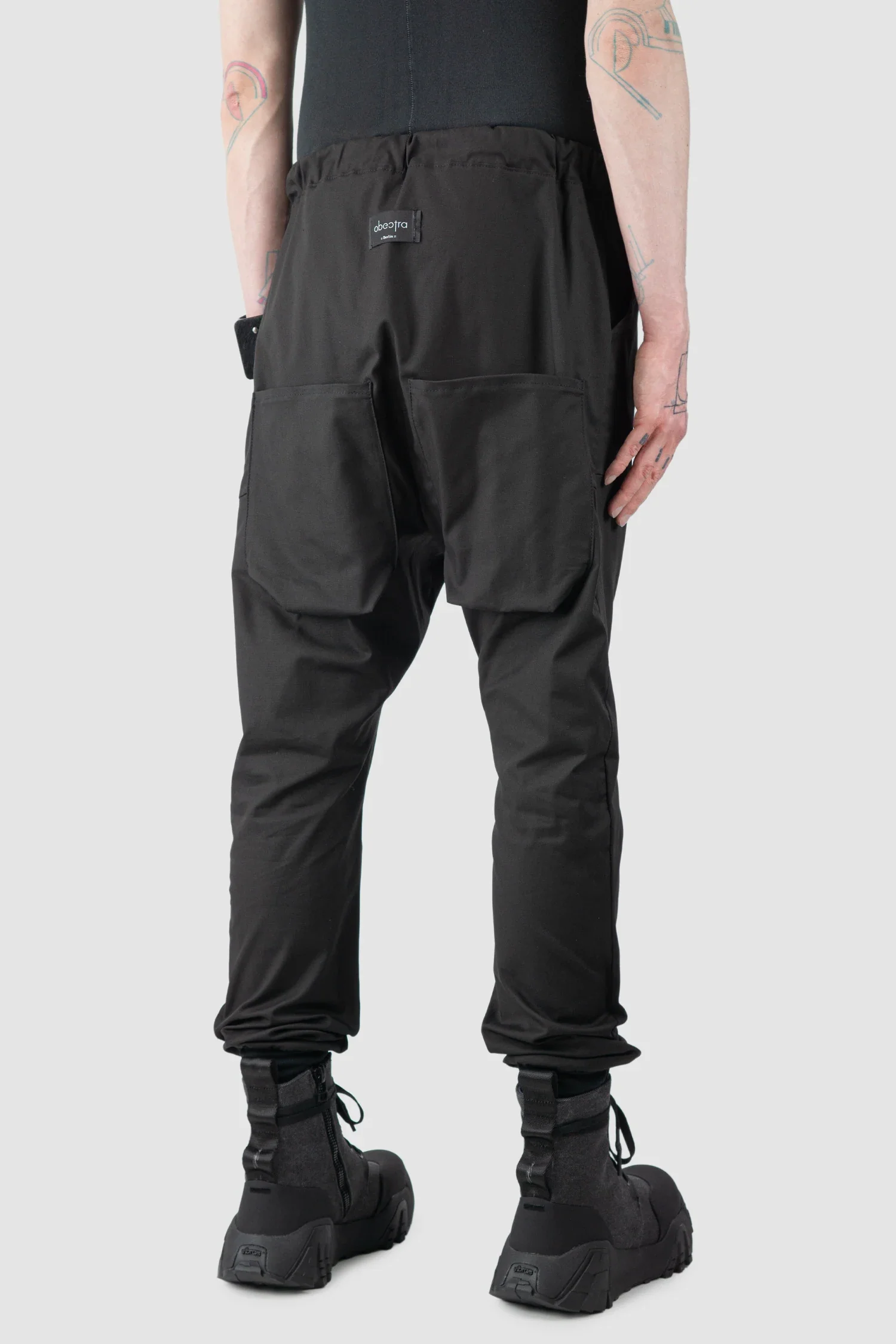 Black Low Crotch Cotton Twill Jogging Trousers - Image 7