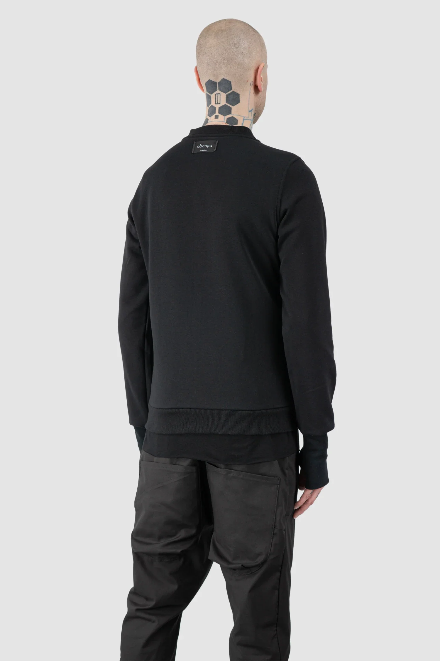 Black Stretch Cotton Blend Bomber Jacket - Image 6