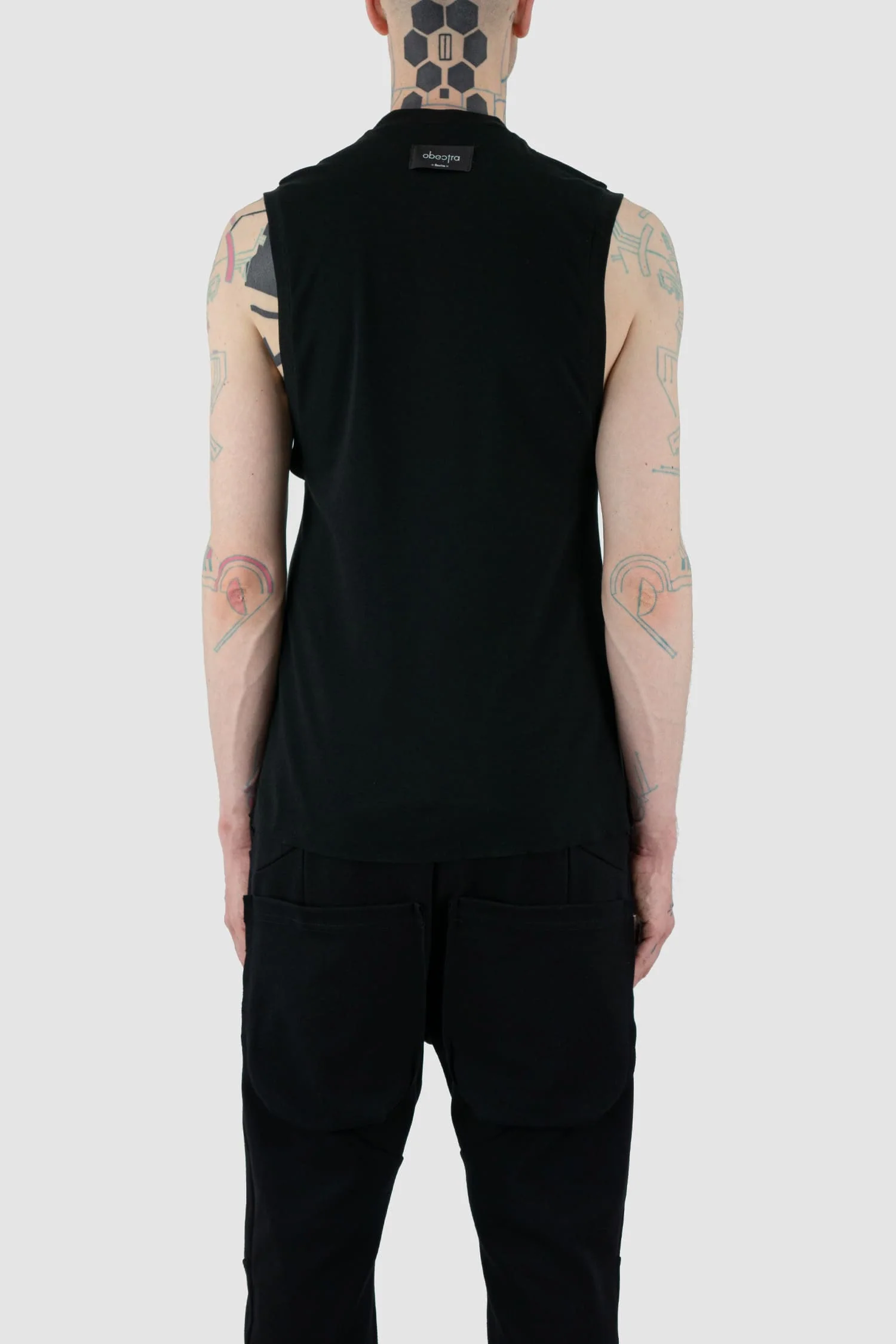 Black Stretchy Cotton Tank Top - Image 4
