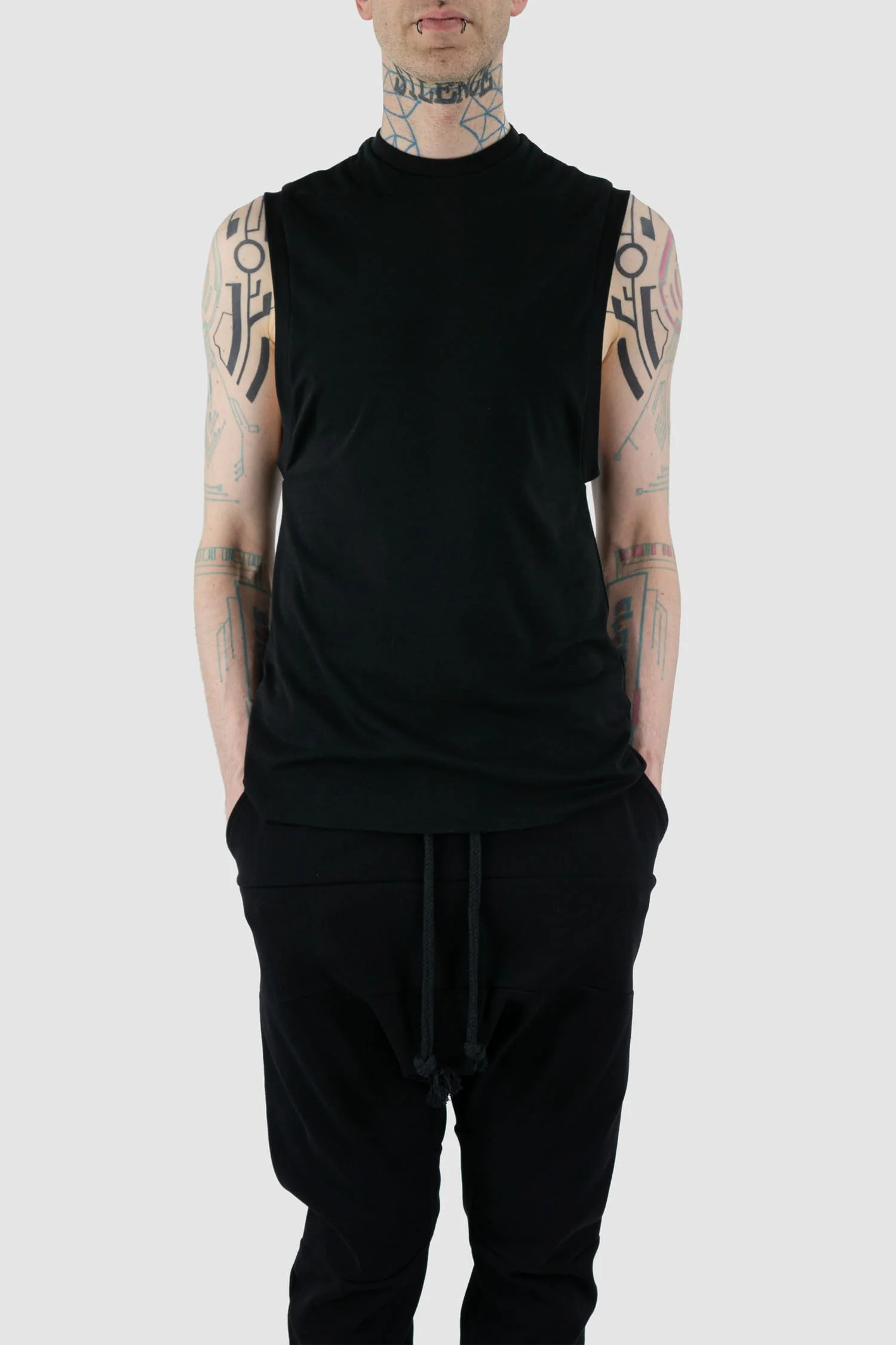 Black Stretchy Cotton Tank Top - Image 7