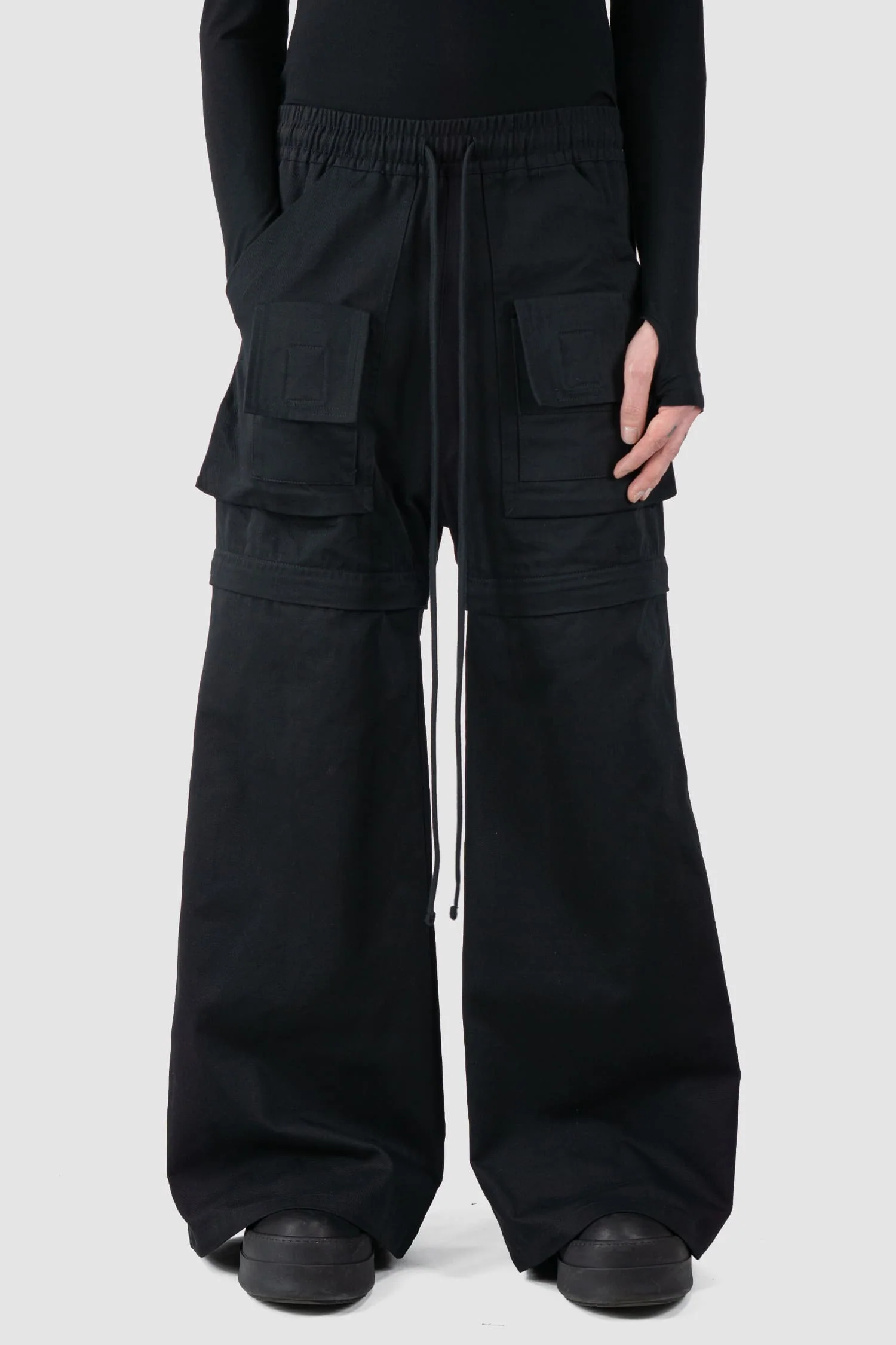 Black Multifunctional Flared Pants - Image 5