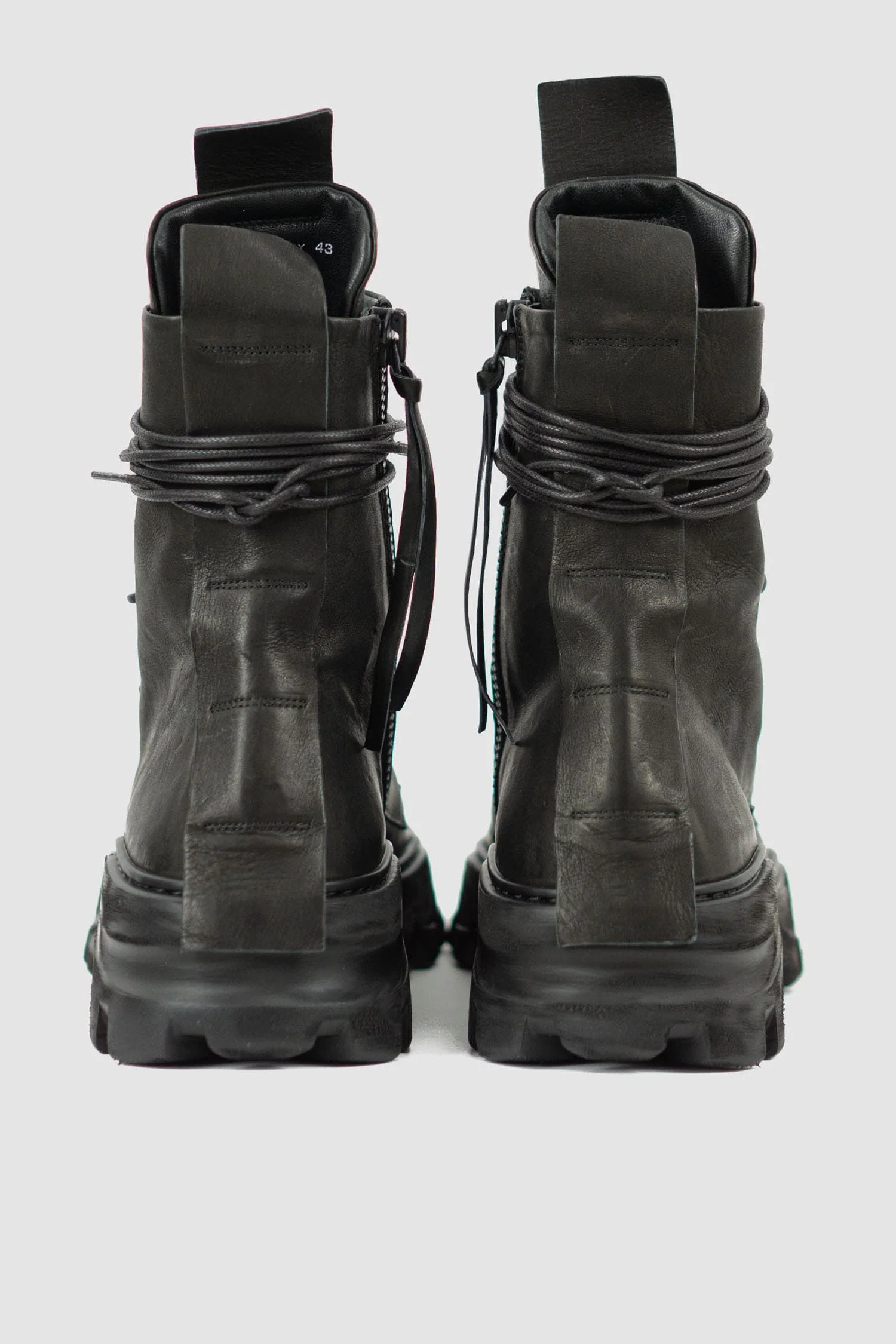 Black Chunky High Top Tractor Leather Boots - Image 4