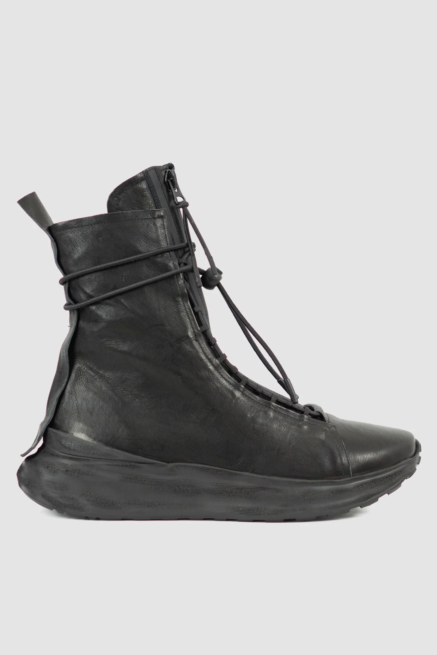 Black Hybrid Leather High Top Sneaker Boots - Image 3