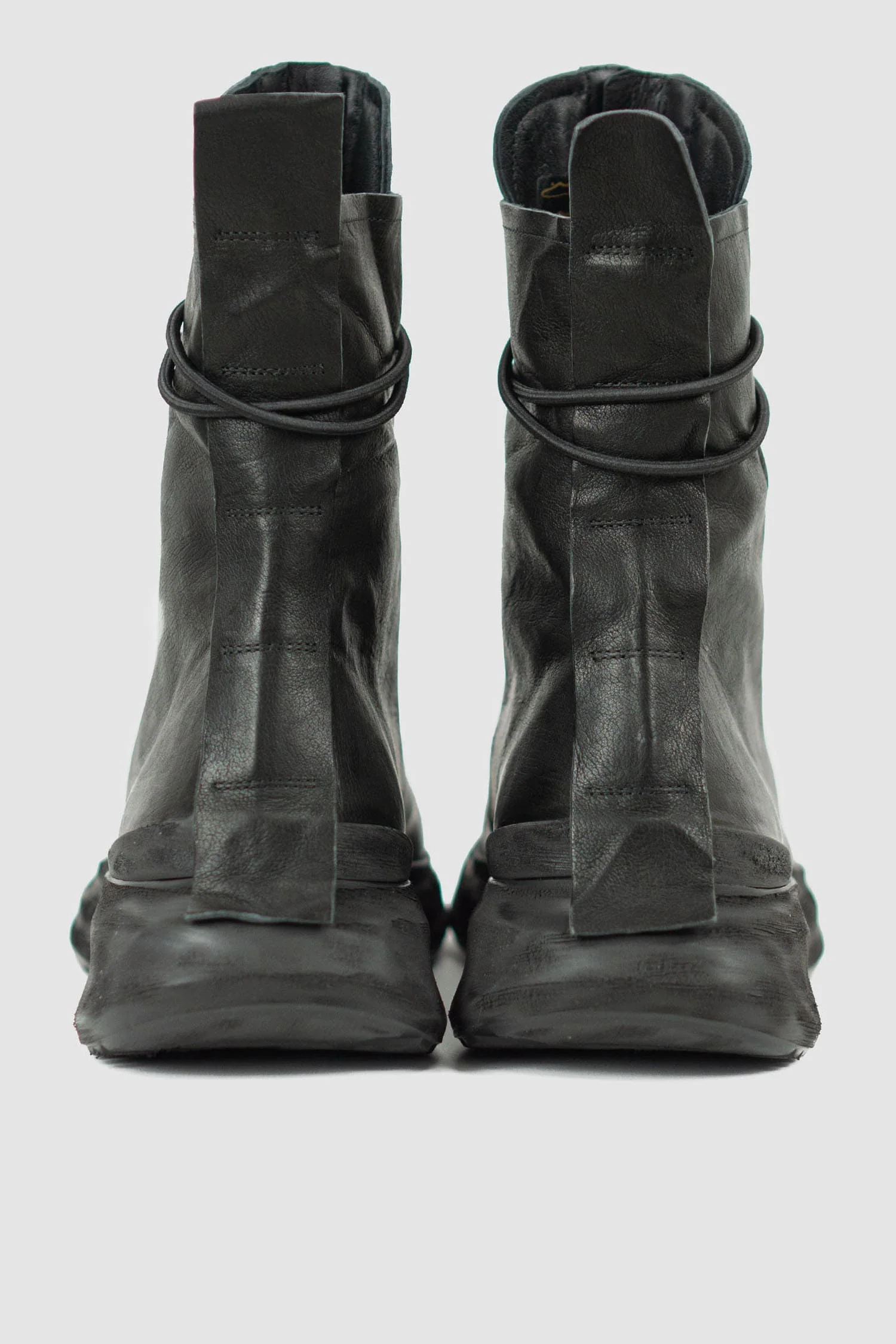 Black Hybrid Leather High Top Sneaker Boots - Image 4