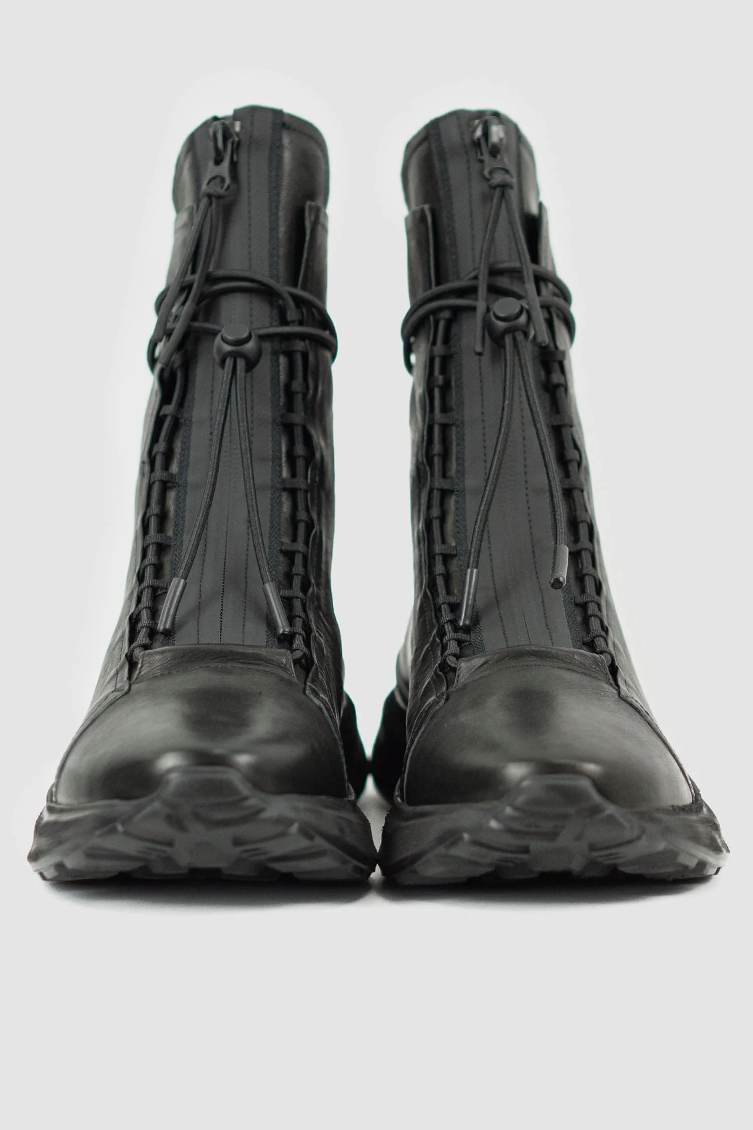 Black Hybrid Leather High Top Sneaker Boots - Image 5