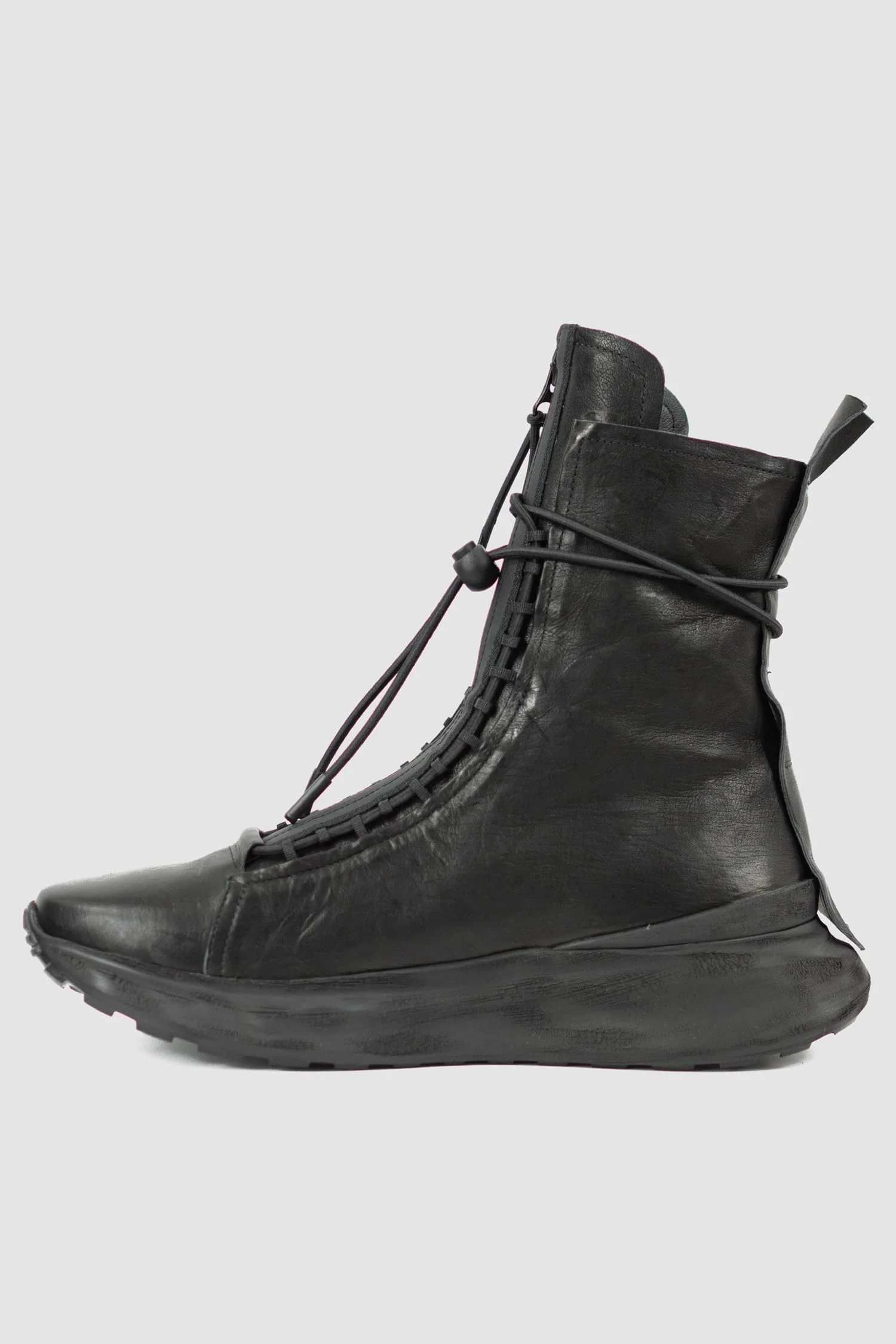 Black Hybrid Leather High Top Sneaker Boots - Image 6