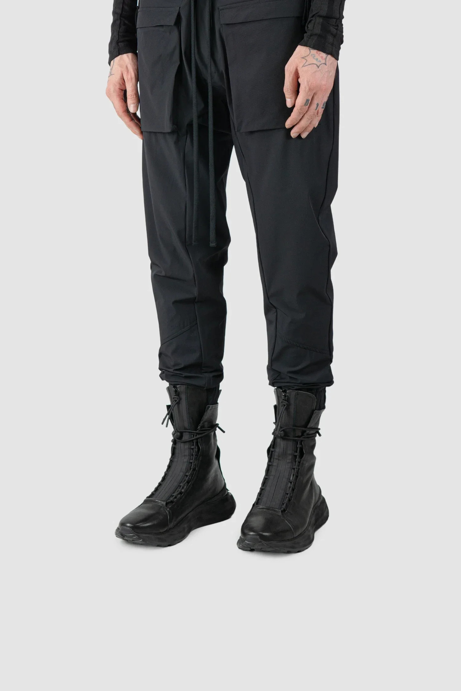 Black Hybrid Leather High Top Sneaker Boots - Image 9