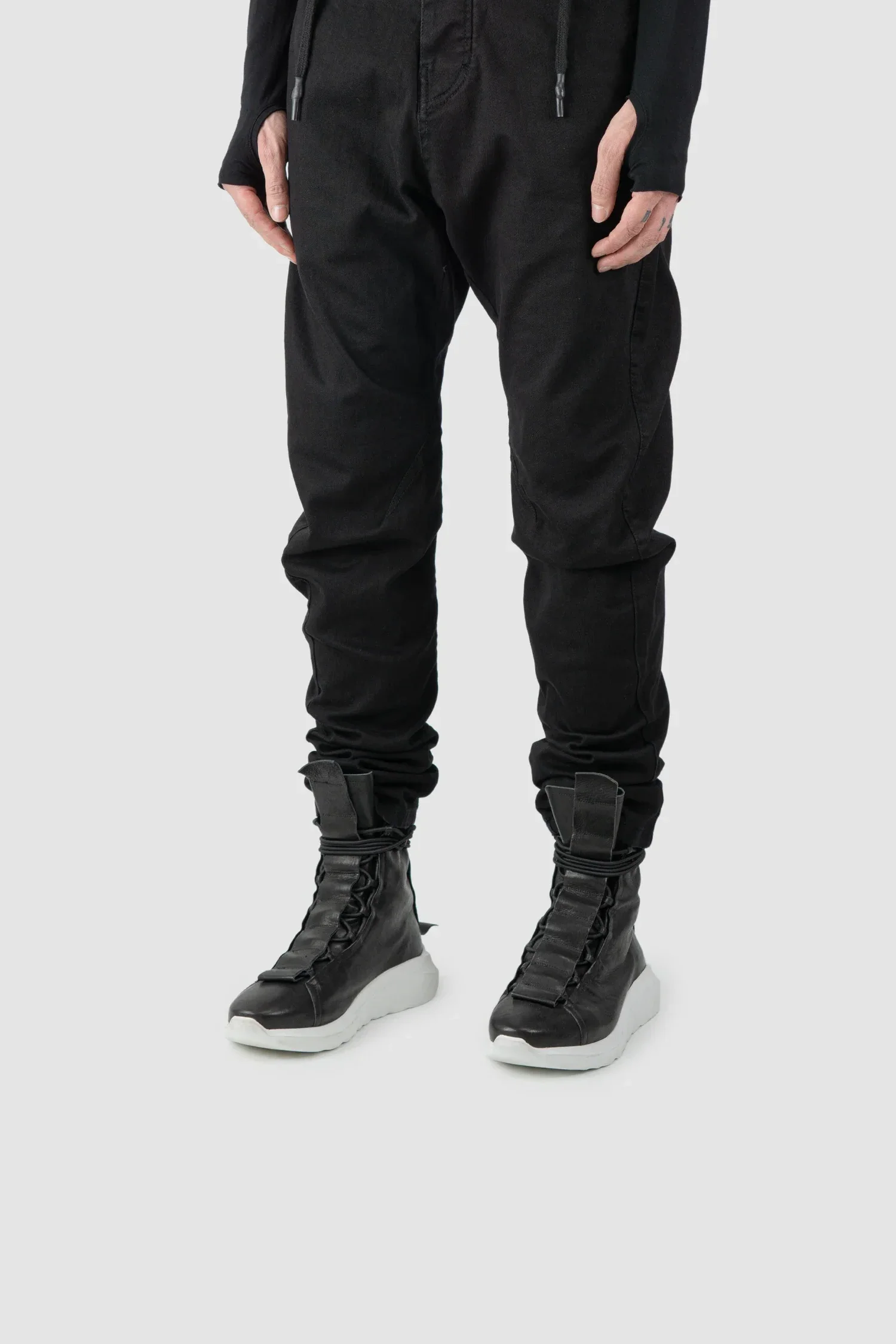 Black Hidden Lacing High Top Sock Sneakers - Image 6