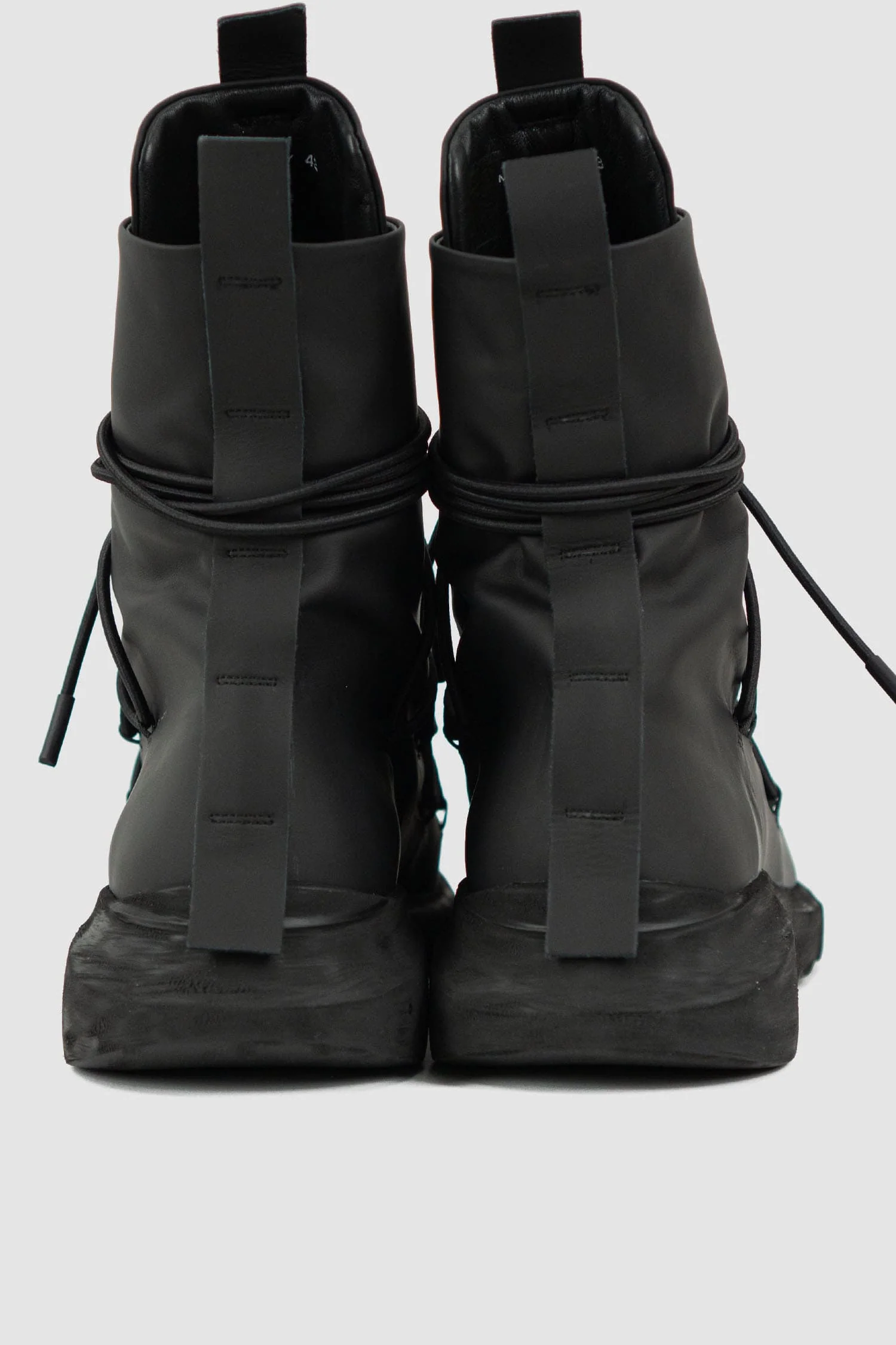 Black Matte Calf Leather All-Over Lacing Sock Sneakers - Image 4