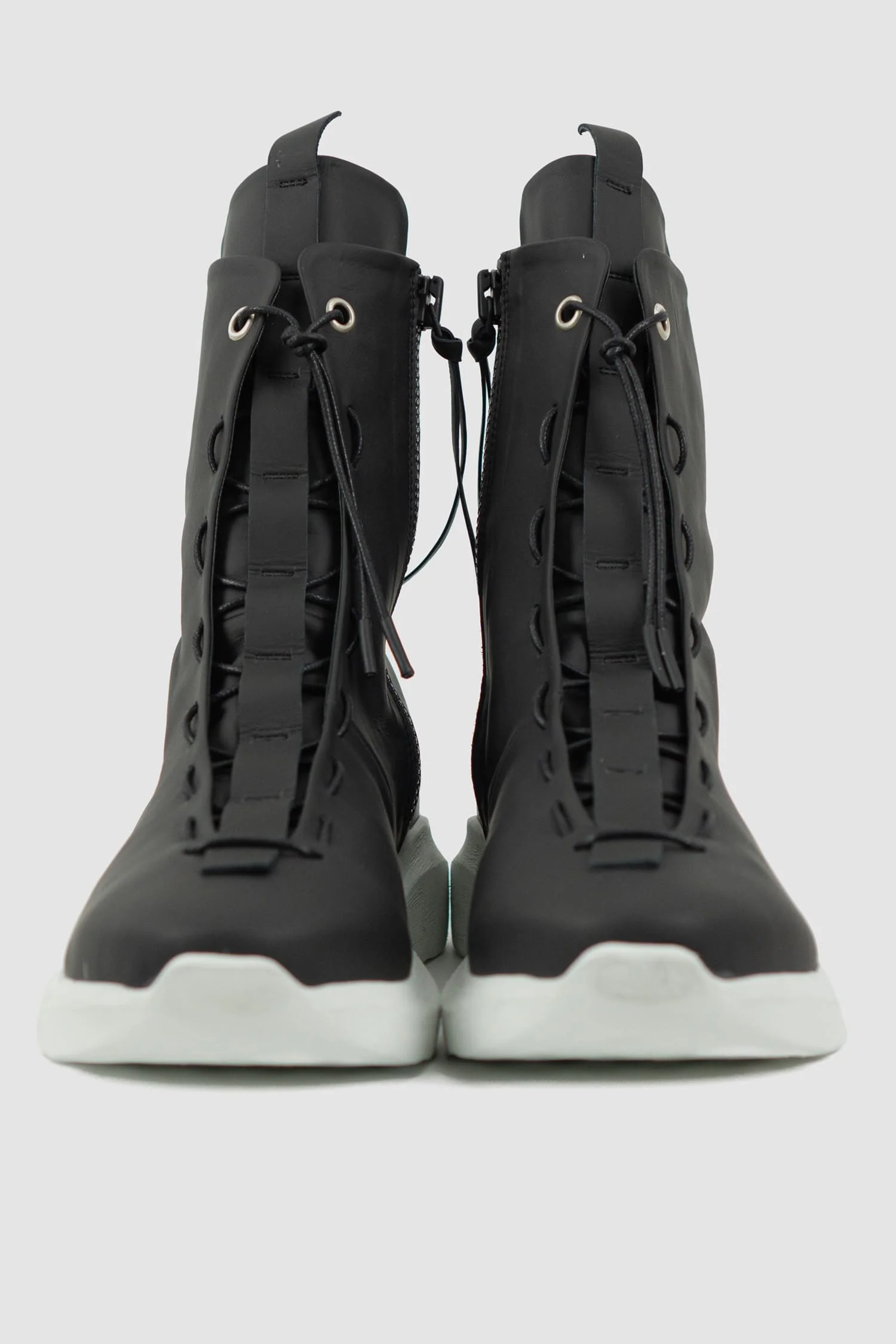 Black Matte Calf Leather Parachute Lacing Sneaker - Image 3