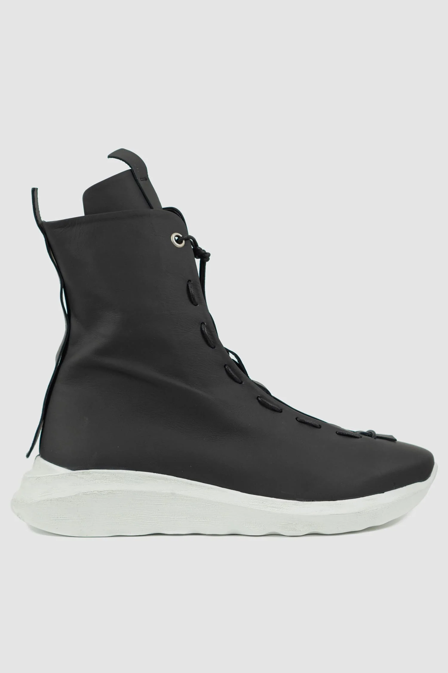 Black Matte Calf Leather Parachute Lacing Sneaker - Image 5