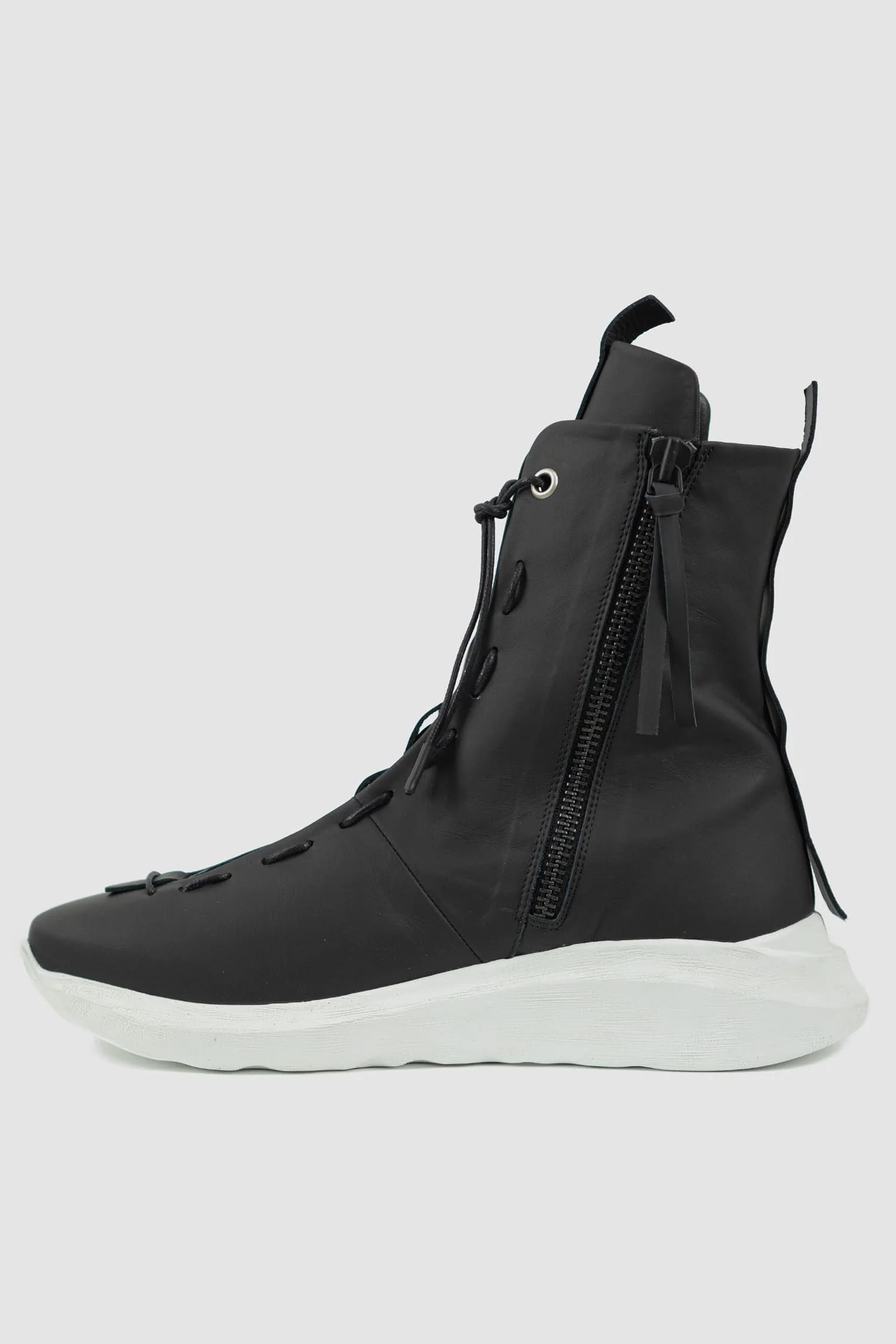 Black Matte Calf Leather Parachute Lacing Sneaker - Image 6