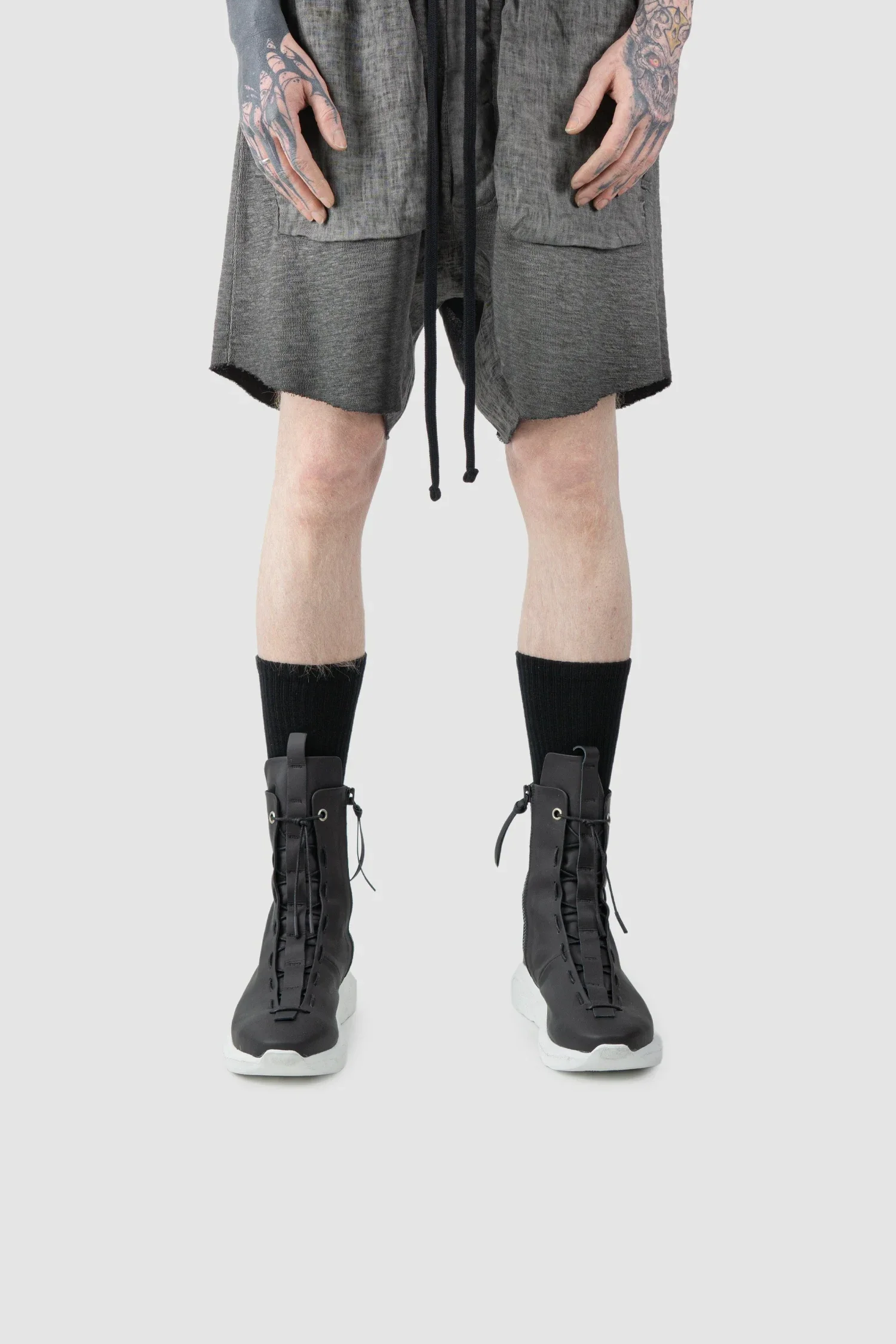 Black Matte Calf Leather Parachute Lacing Sneaker - Image 8