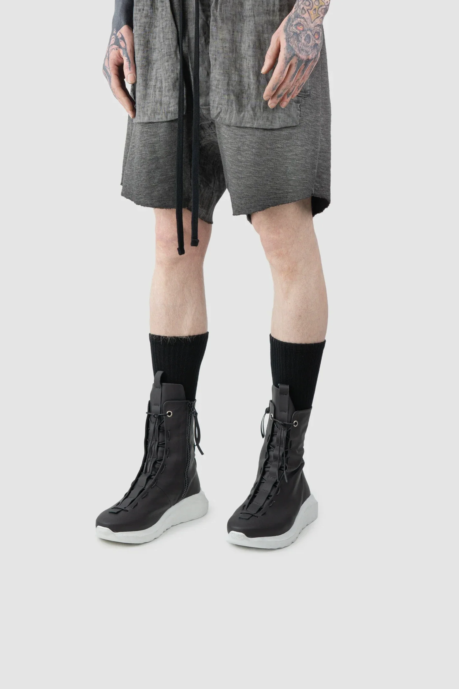 Black Matte Calf Leather Parachute Lacing Sneaker - Image 9